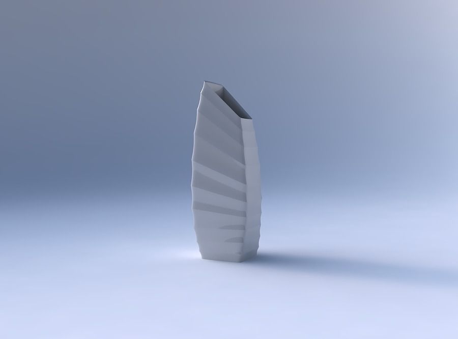 Vase bent rectangle with small horizontal sections 3D print model_4