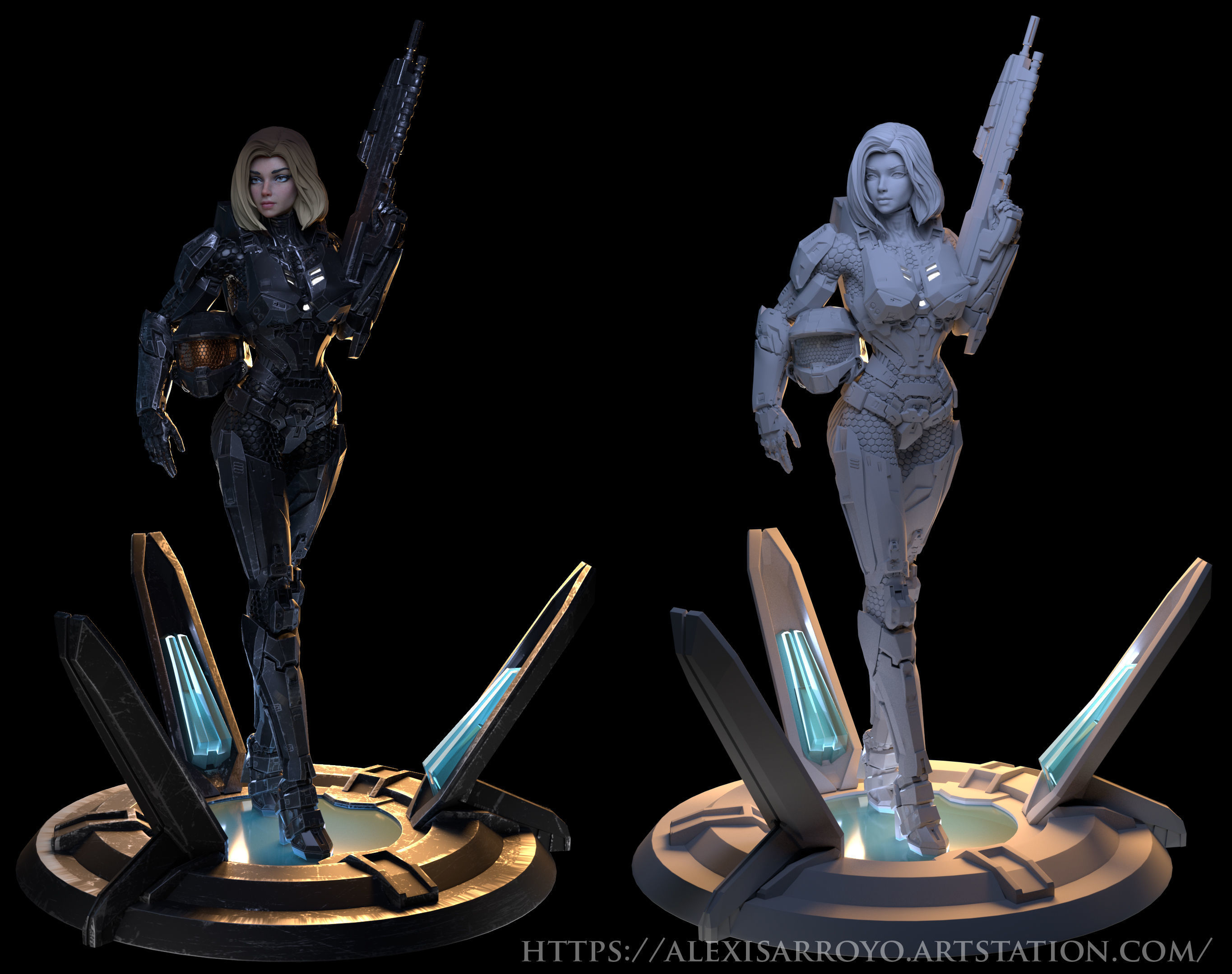 Female Halo Spartan Armored 3D print model_1