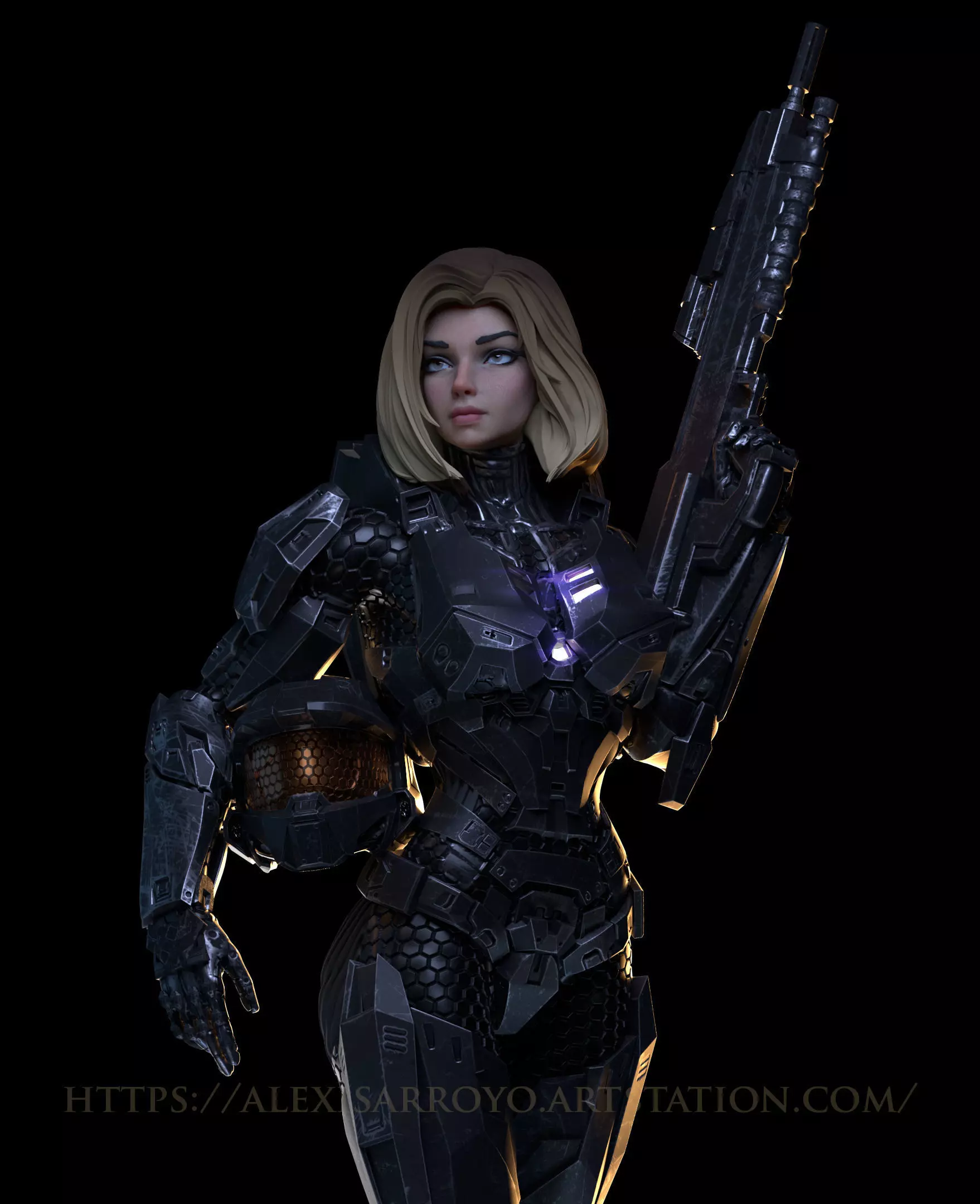 Female Halo Spartan Armored 3D print model_0