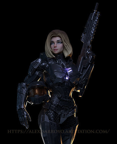 Female Halo Spartan Armored 3D print model