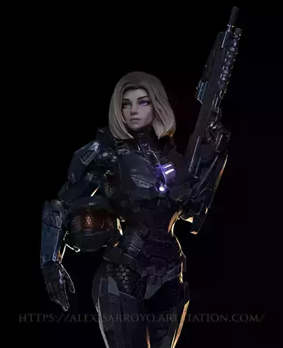 Female Halo Spartan Armored 3D print model