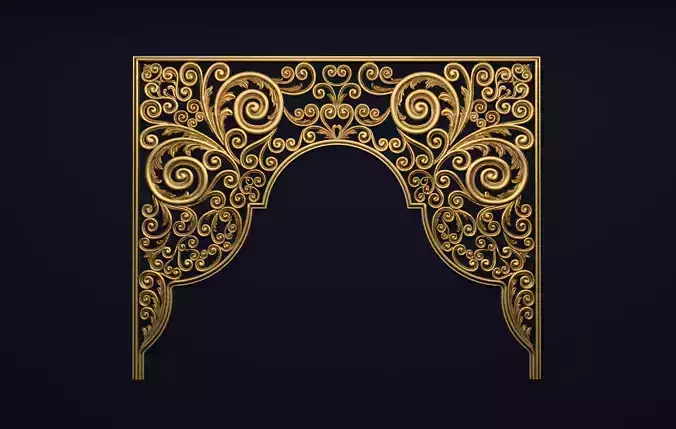 Classic Carved Bed 3D model 02 3D model