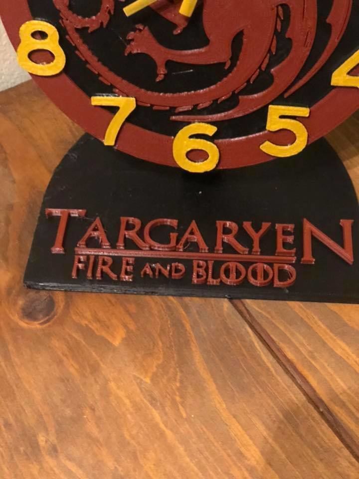 House Targaryen office Clock 3D print model_1