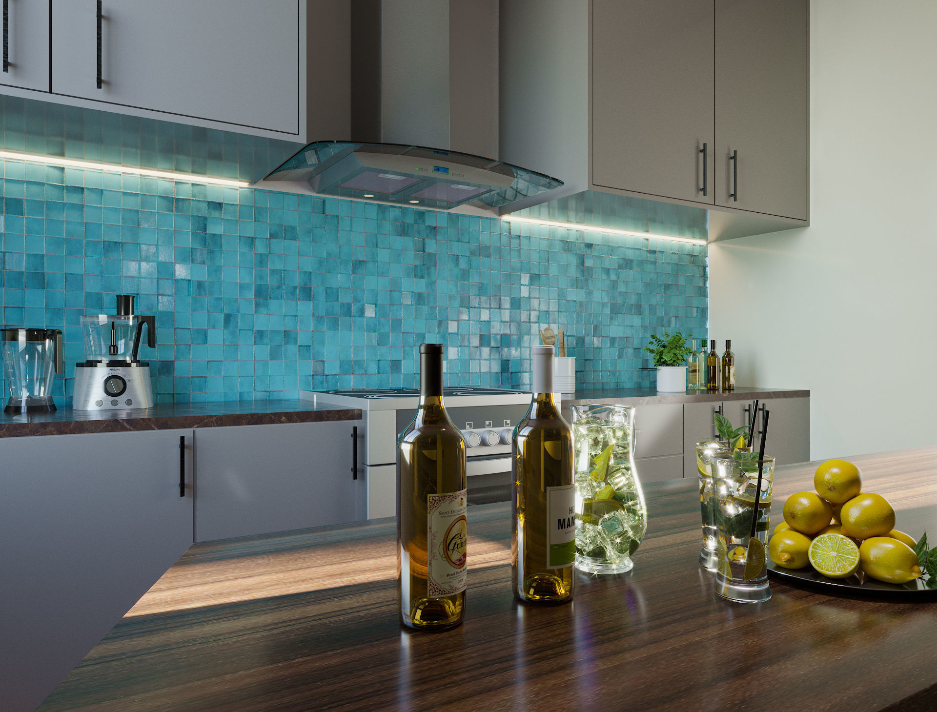 Modular Kitchen Interior 3D model_1