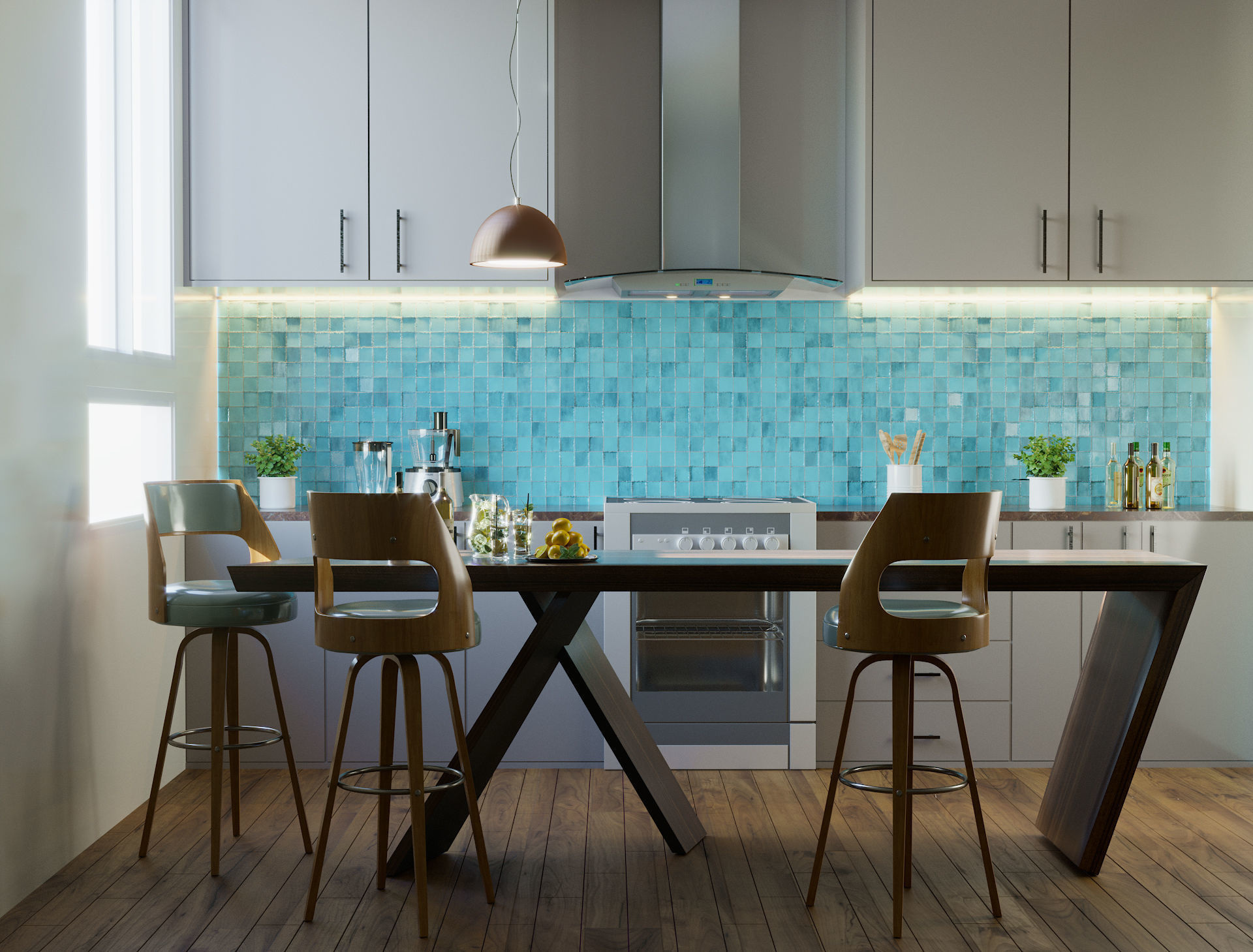 Modular Kitchen Interior 3D model_2