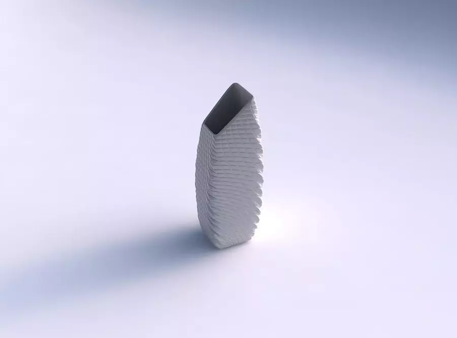 Vase bent rectangle with twisted diagonal grid 3D print model