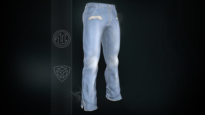 Light Blue Ripped Jeans Low-poly 3D model