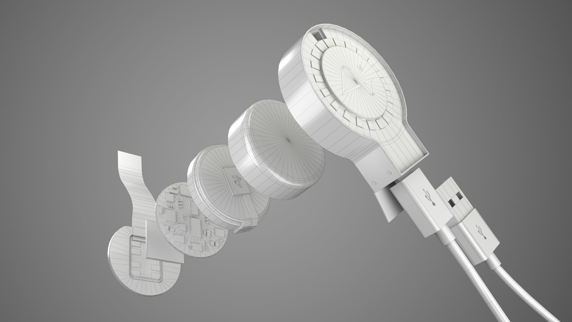 NeuraLink usb charger connected to clock 3D model_6