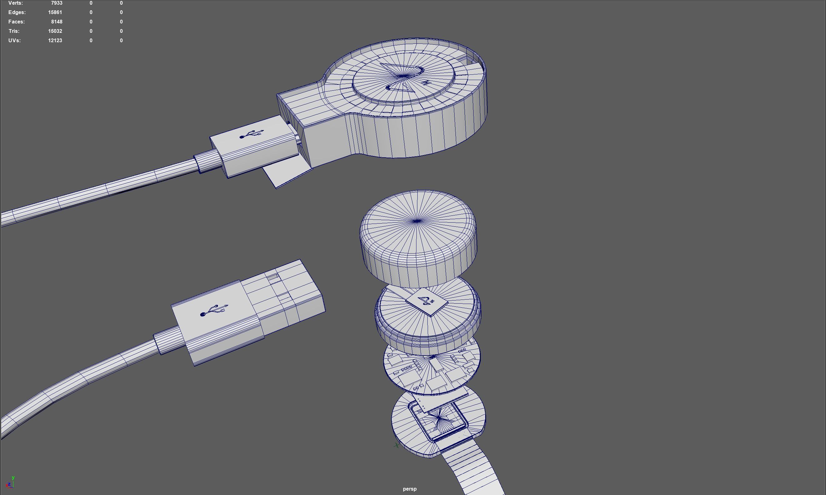 NeuraLink usb charger connected to clock 3D model_9