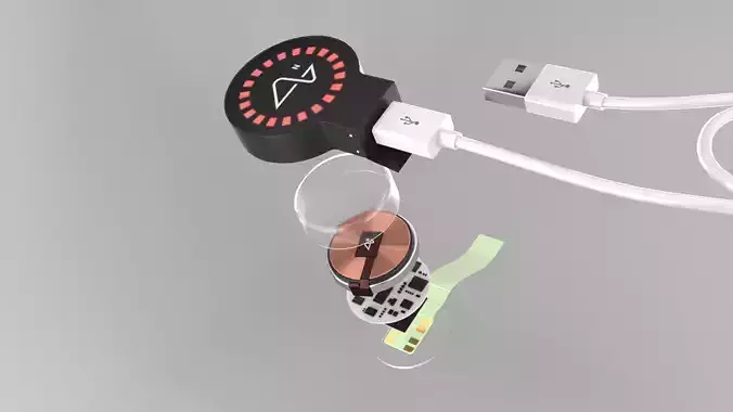 NeuraLink usb charger connected to clock 3D model