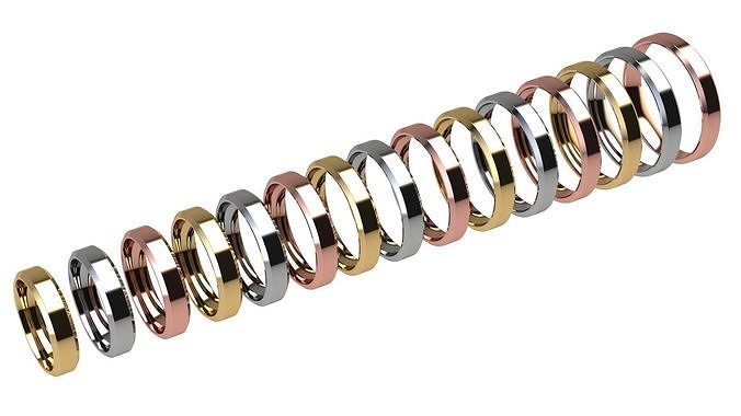 Chamfer Wedding Band 4 mm wide 3D print model