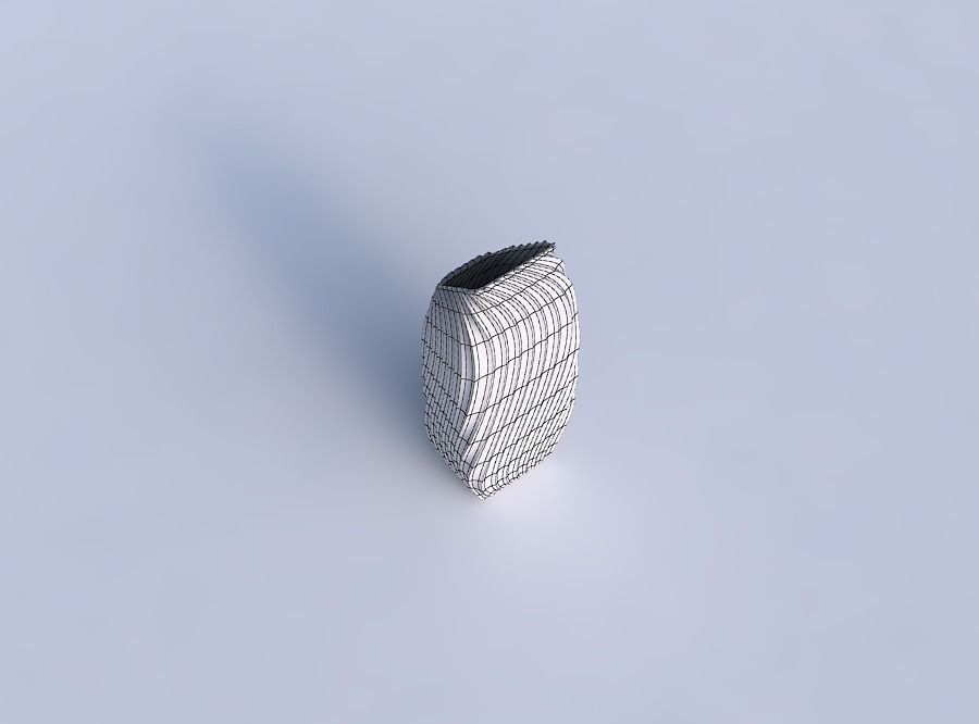 Vase bent rectangle with wavy extruded lines 4 3D print model_6