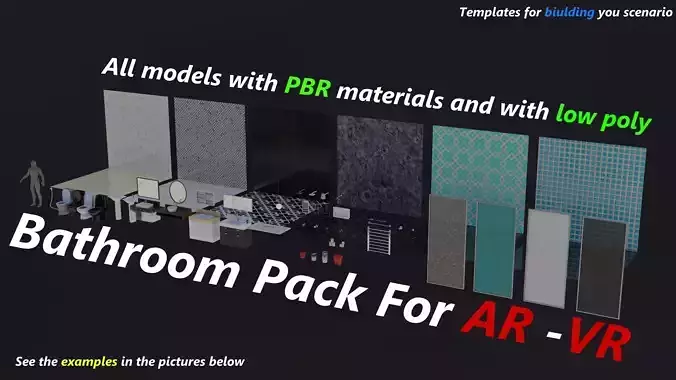 Bathroom pack for AR - VR games all in pbr materials