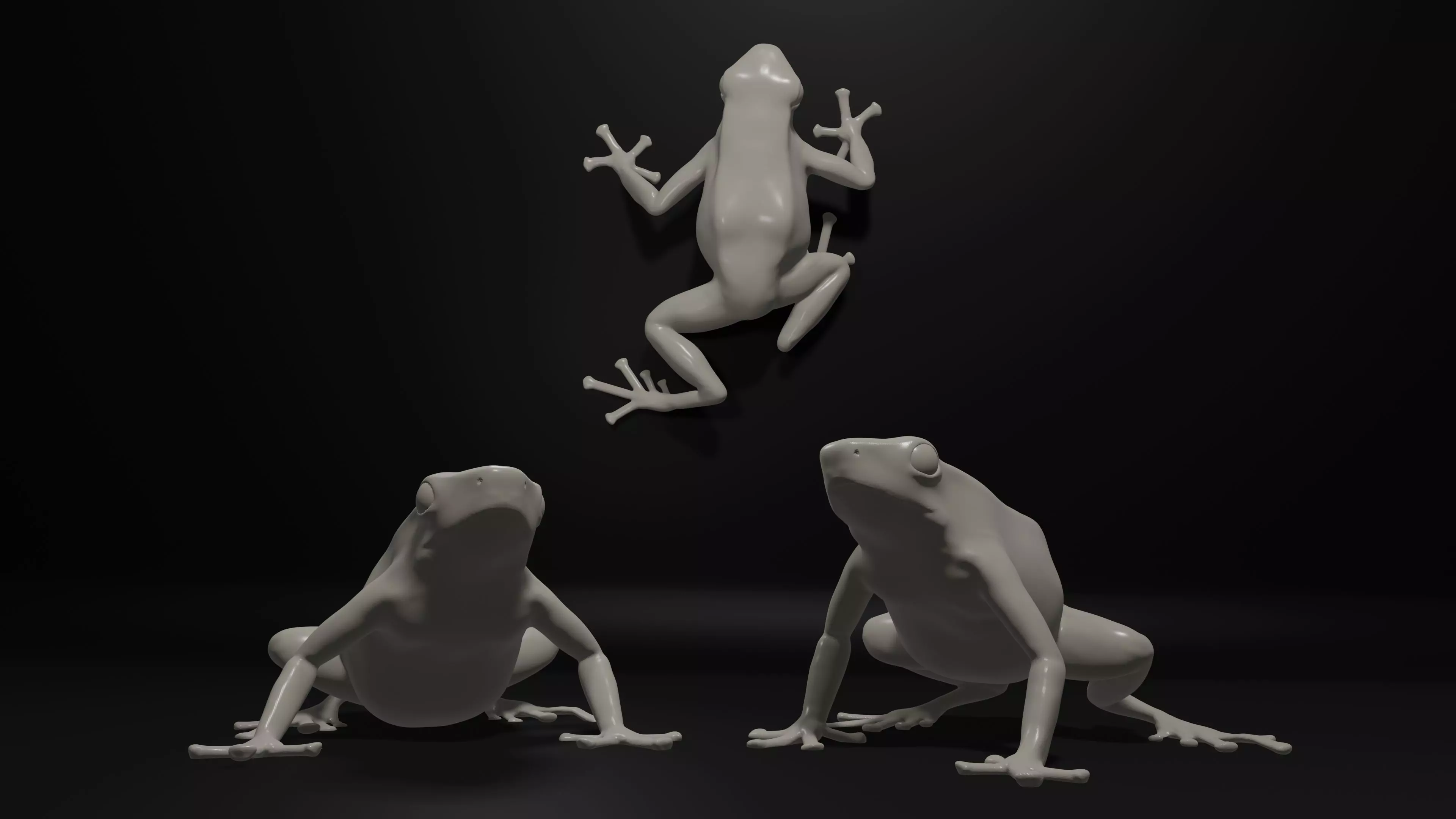 Dendrobate Auratus poison dart frog in 3 poses 3D print model_0