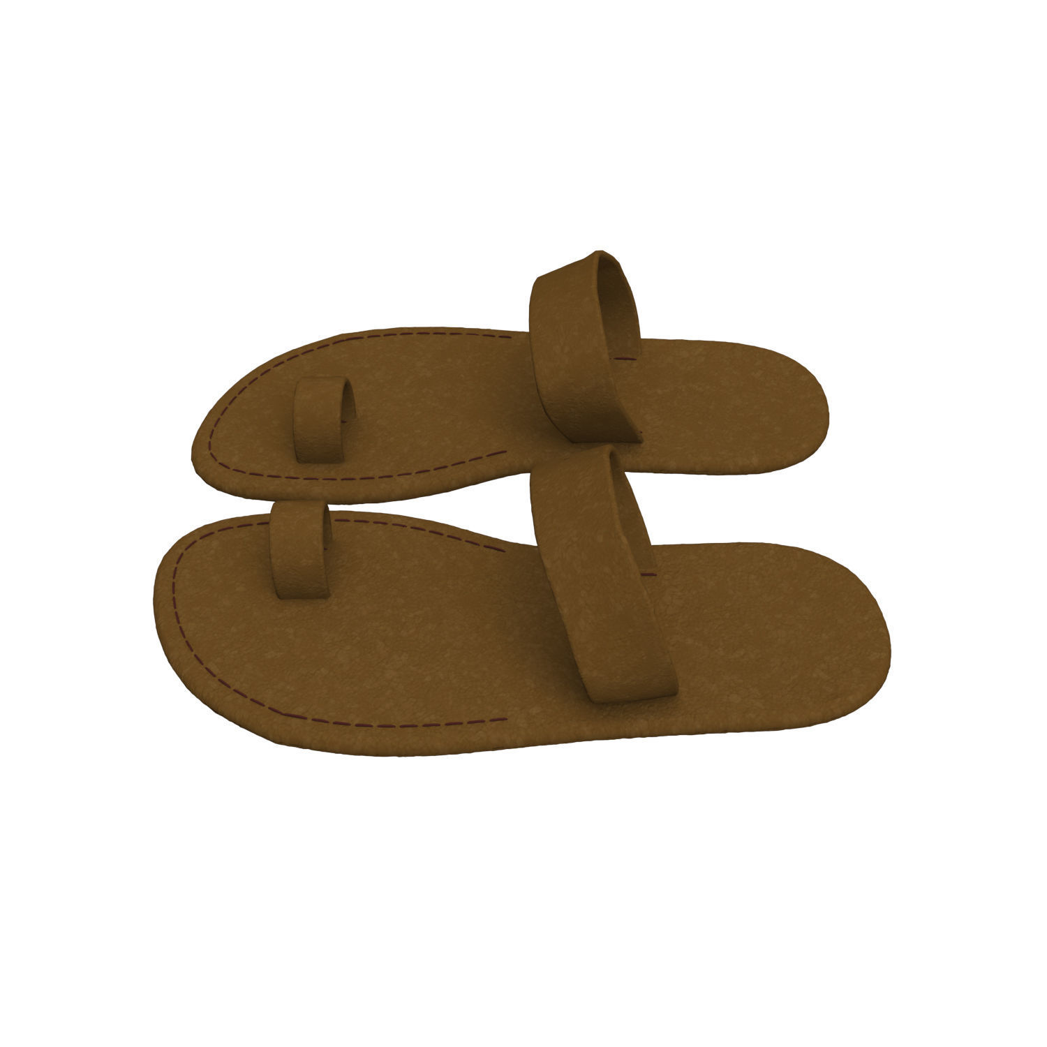 leather slippers 3D model_2