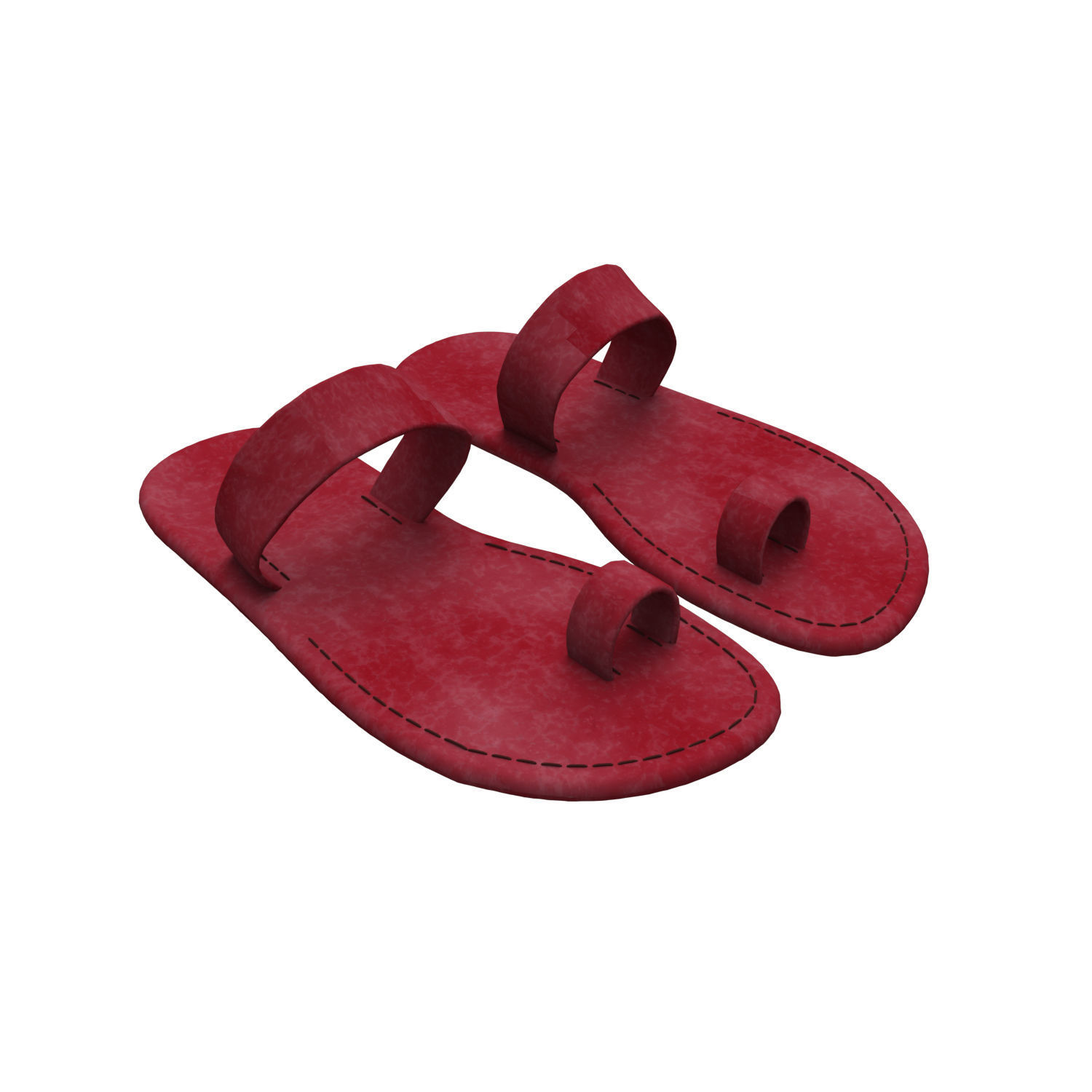 leather slippers 3D model_14