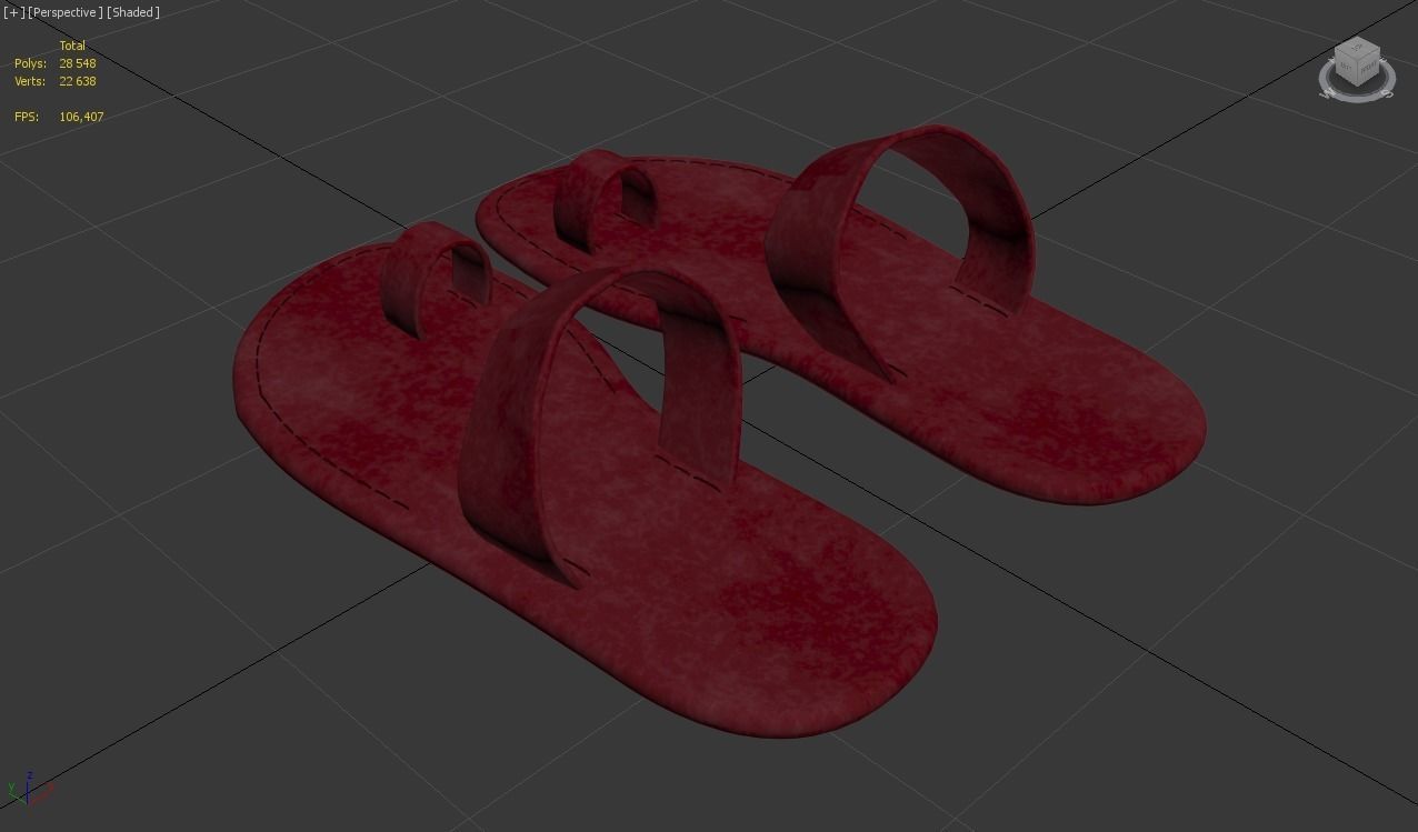 leather slippers 3D model_26