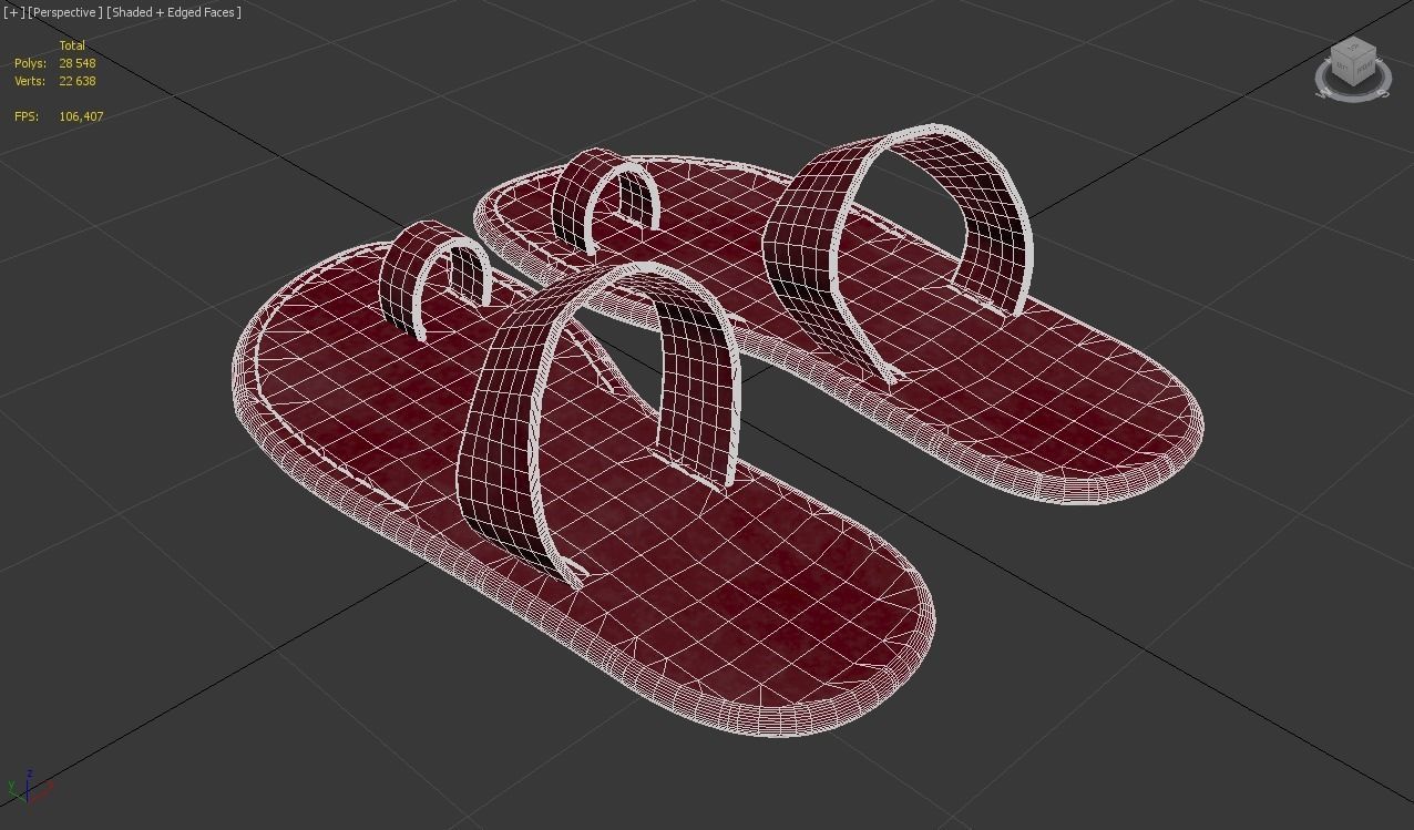 leather slippers 3D model_10