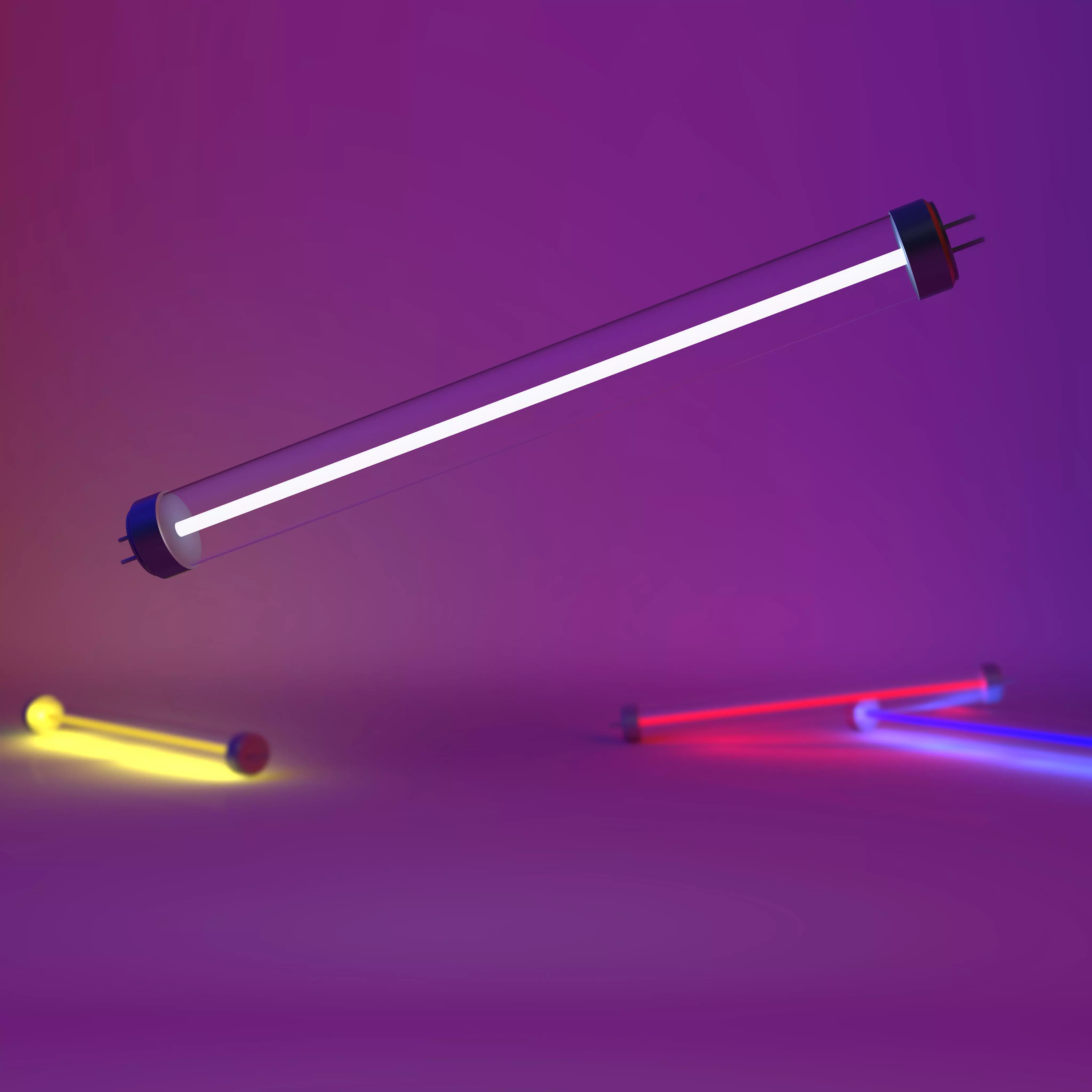 Fluorescent neon lamp 3D model