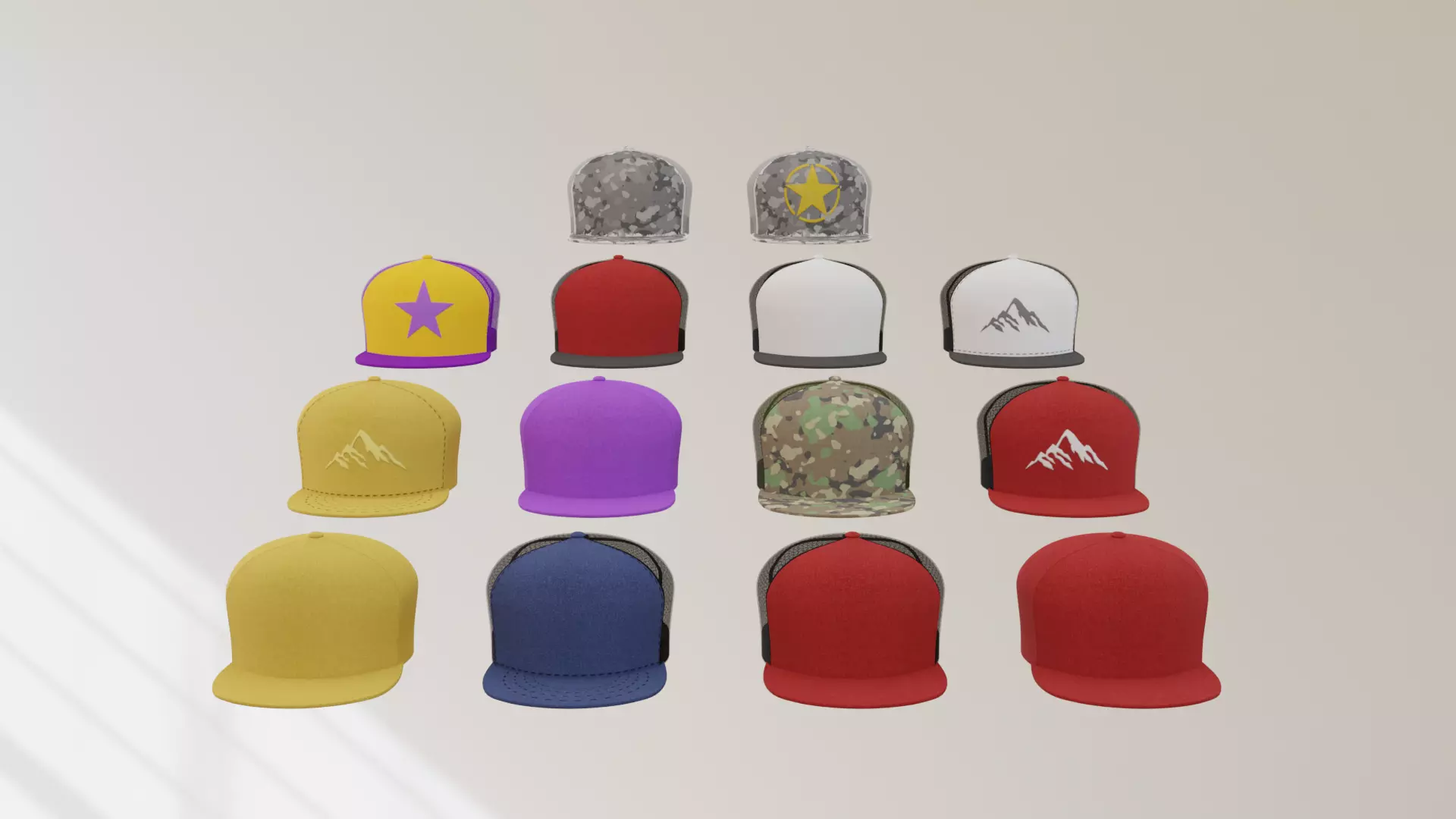 Sport Caps Low-poly 3D model