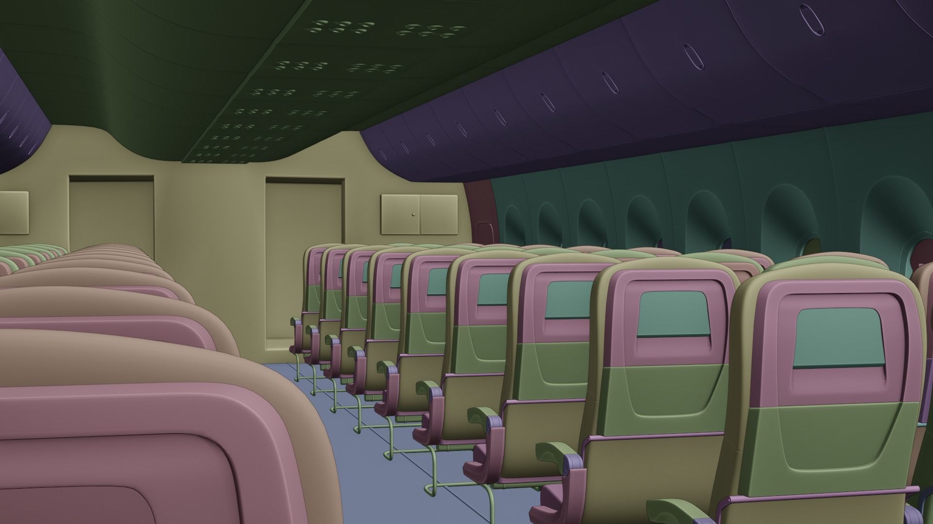 Boeing 737 Airplane Economy Seats 3D model_5