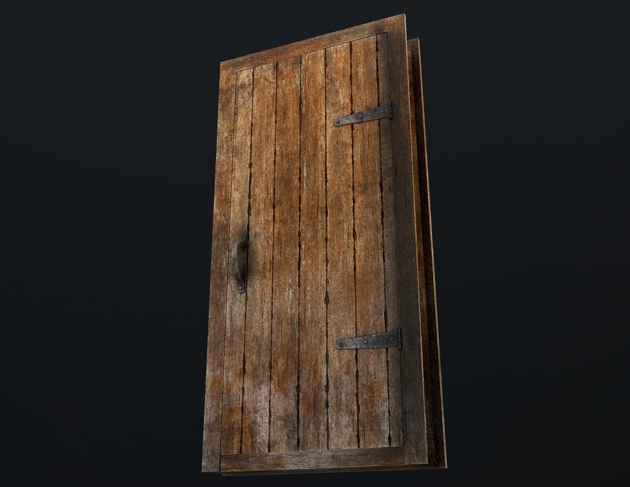 Old Wooden Door Low-poly 3D model_12