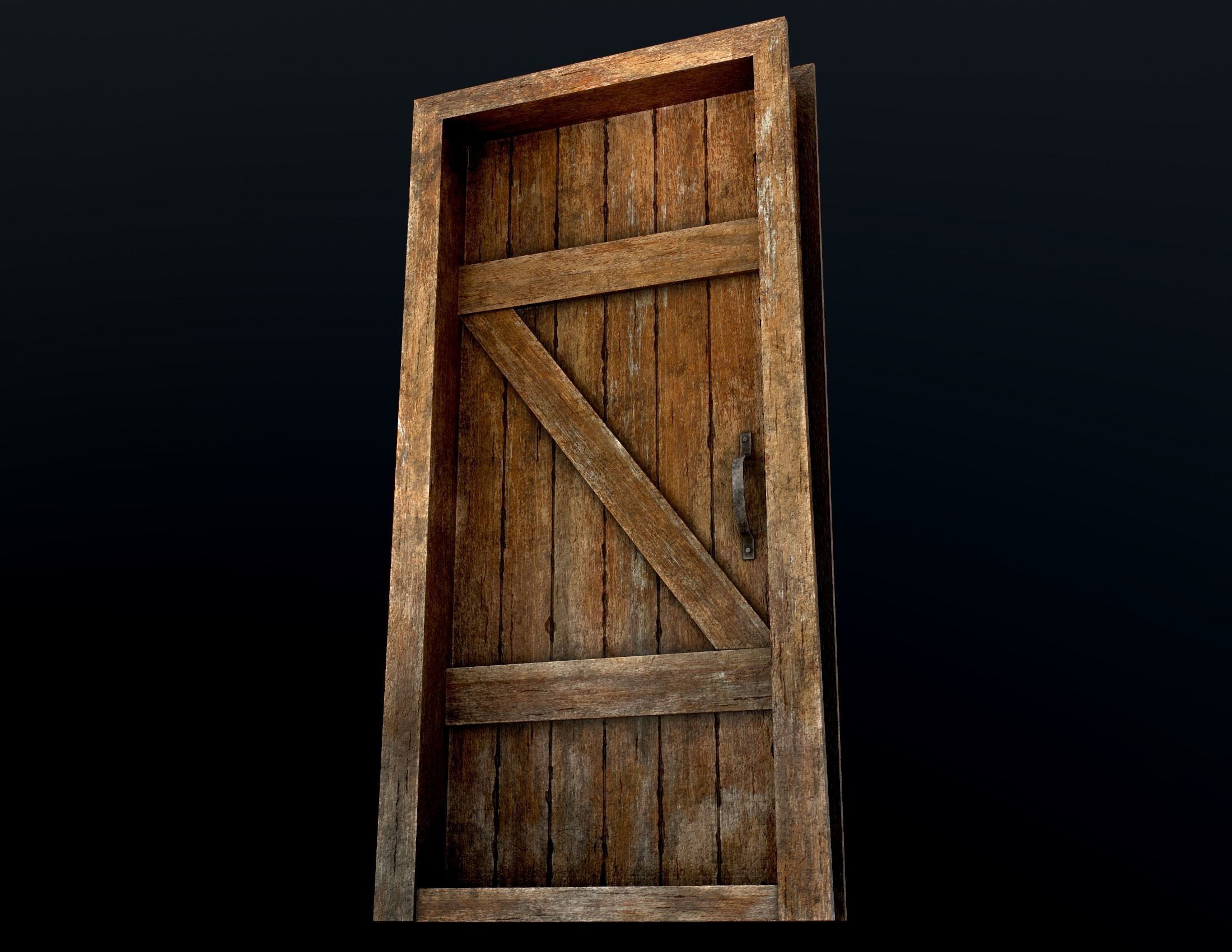 Old Wooden Door Low-poly 3D model_11