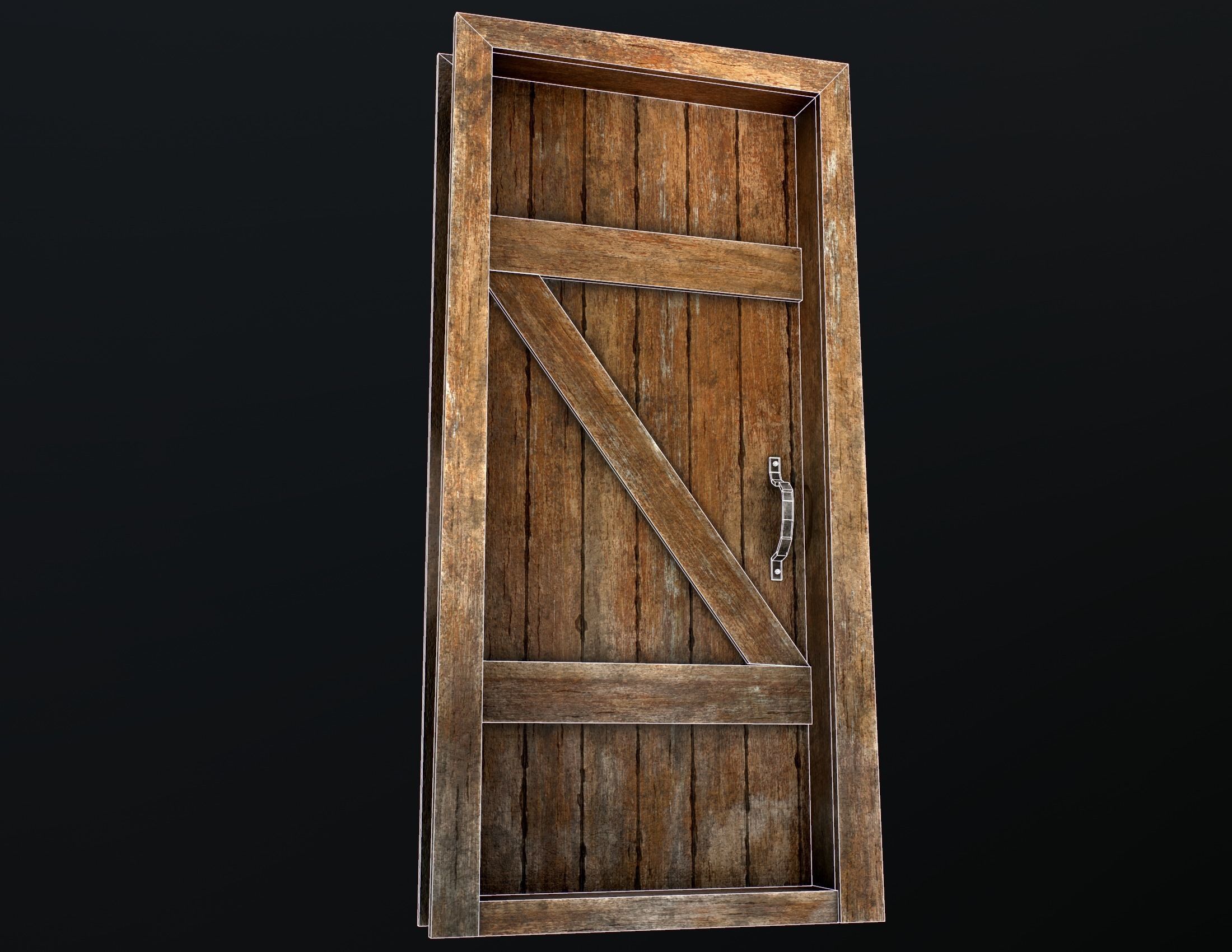 Old Wooden Door Low-poly 3D model_20