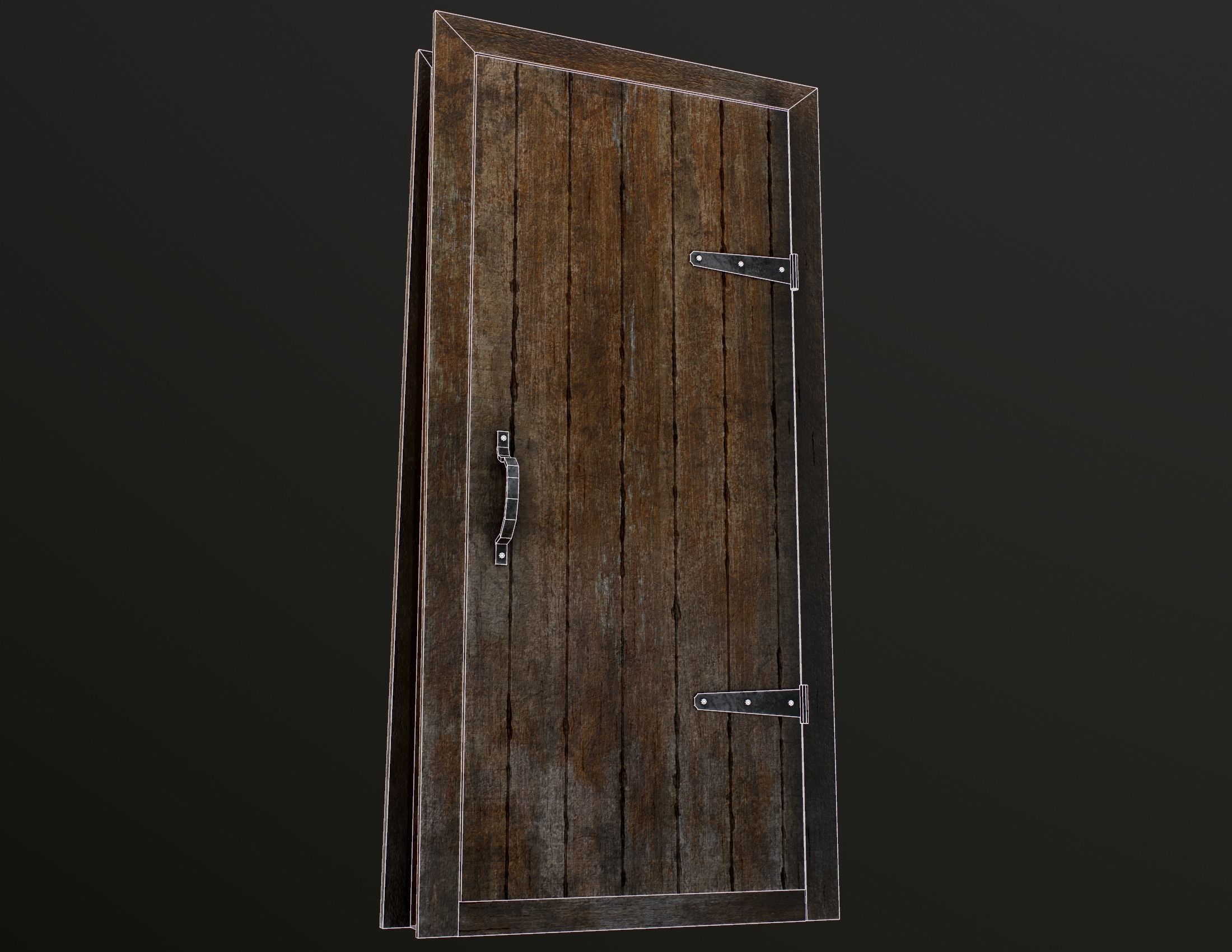 Old Wooden Door Low-poly 3D model_21