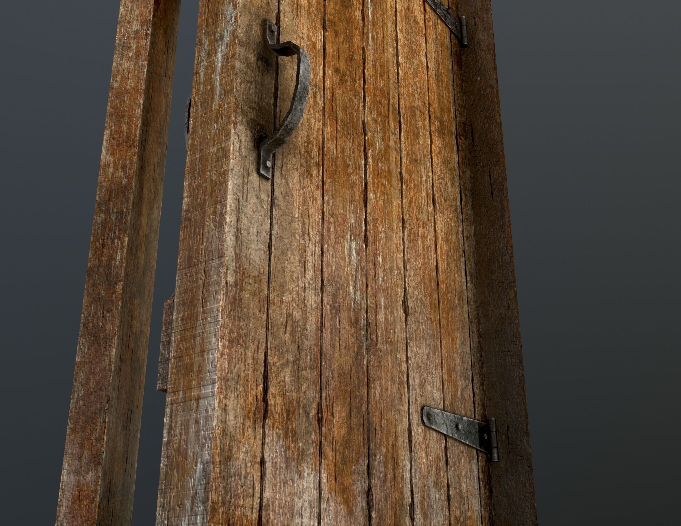 Old Wooden Door Low-poly 3D model_9