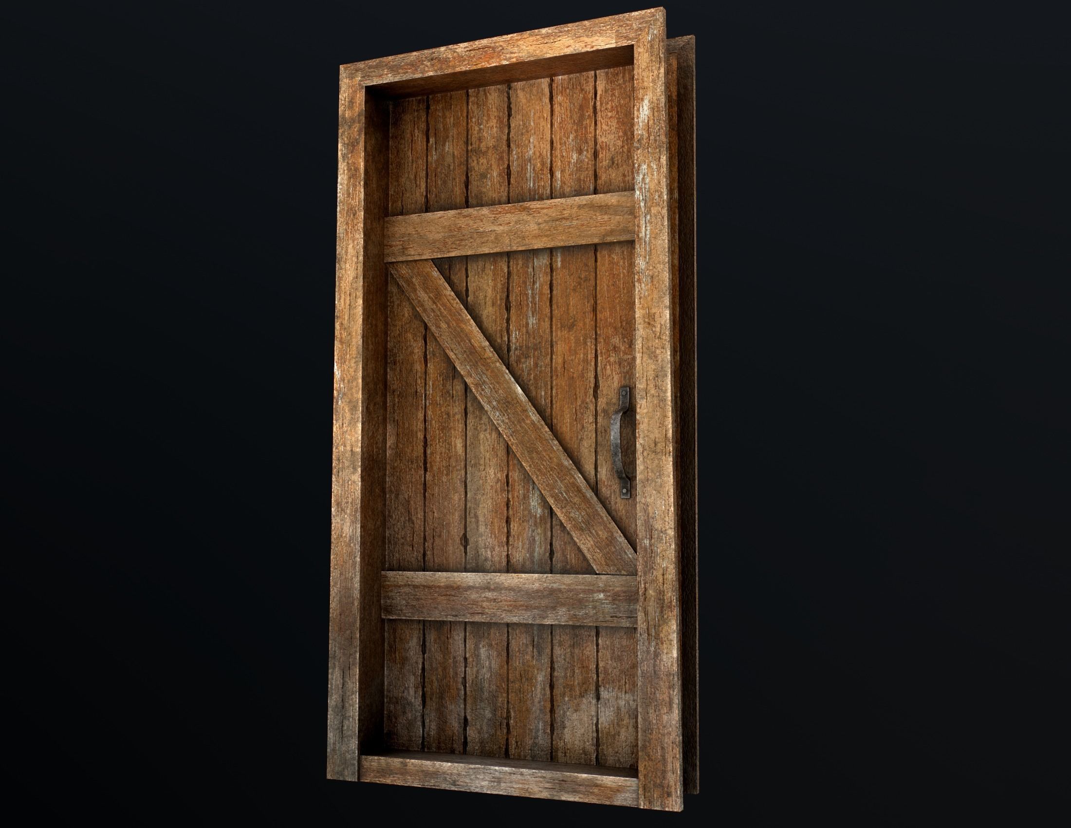 Old Wooden Door Low-poly 3D model_16