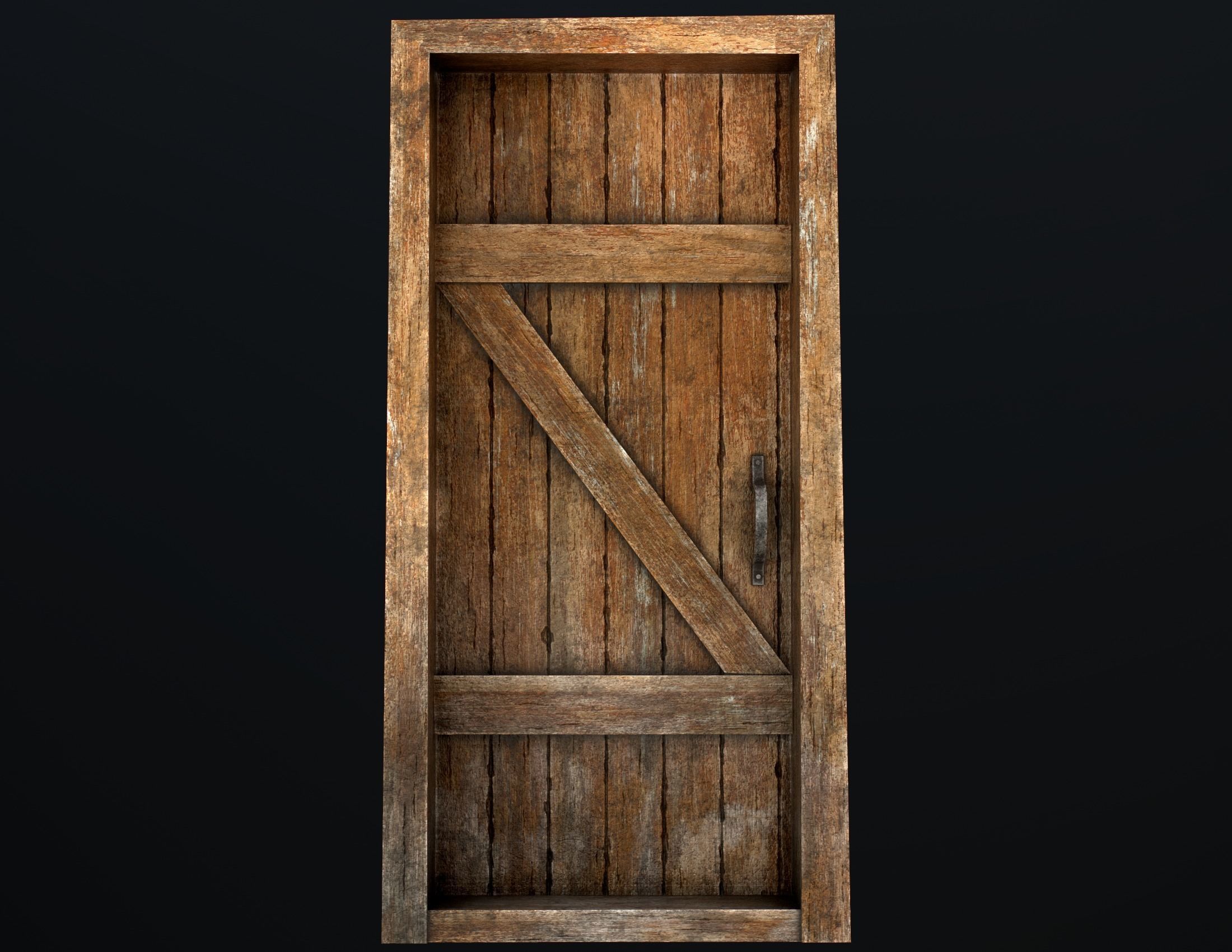 Old Wooden Door Low-poly 3D model_15