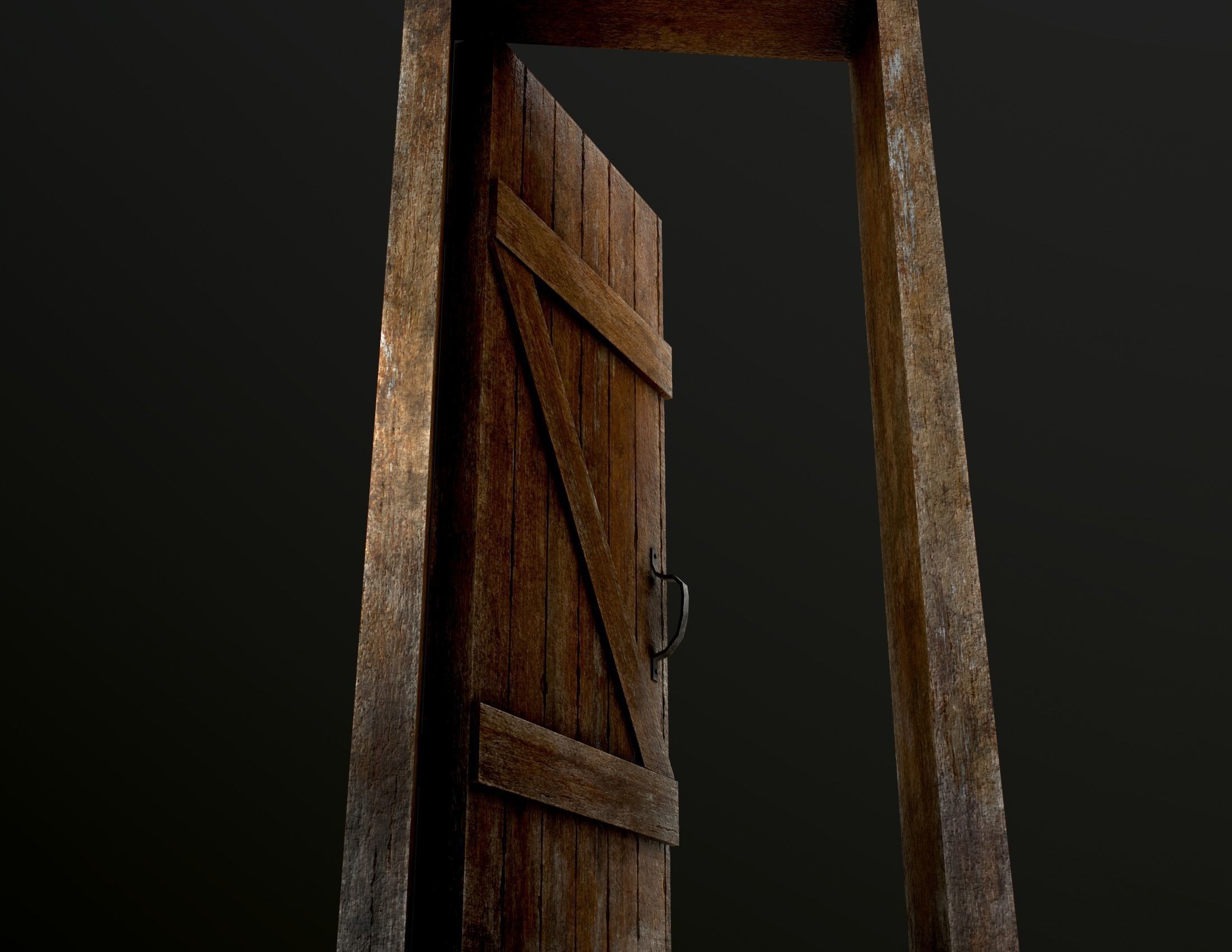 Old Wooden Door Low-poly 3D model_10