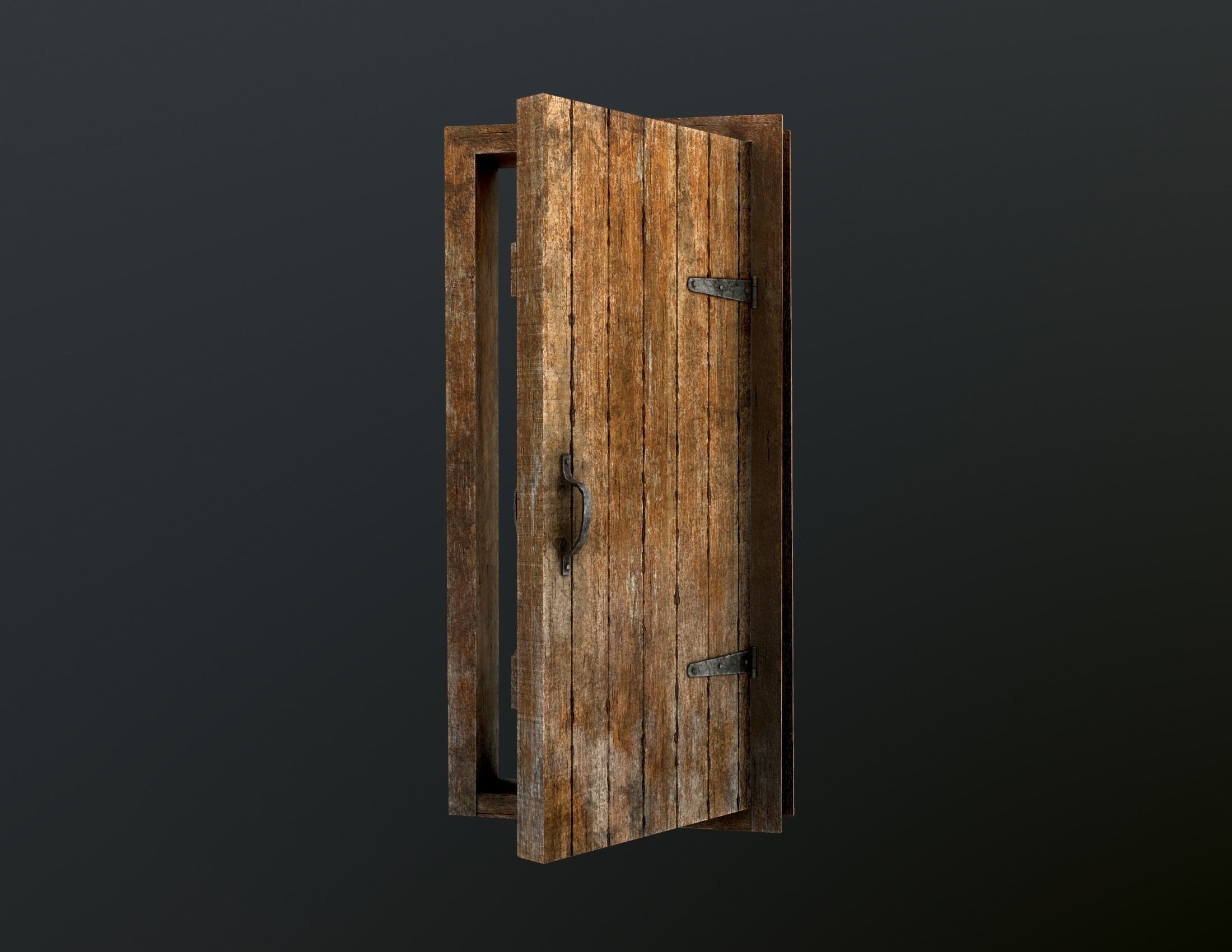 Old Wooden Door Low-poly 3D model_8