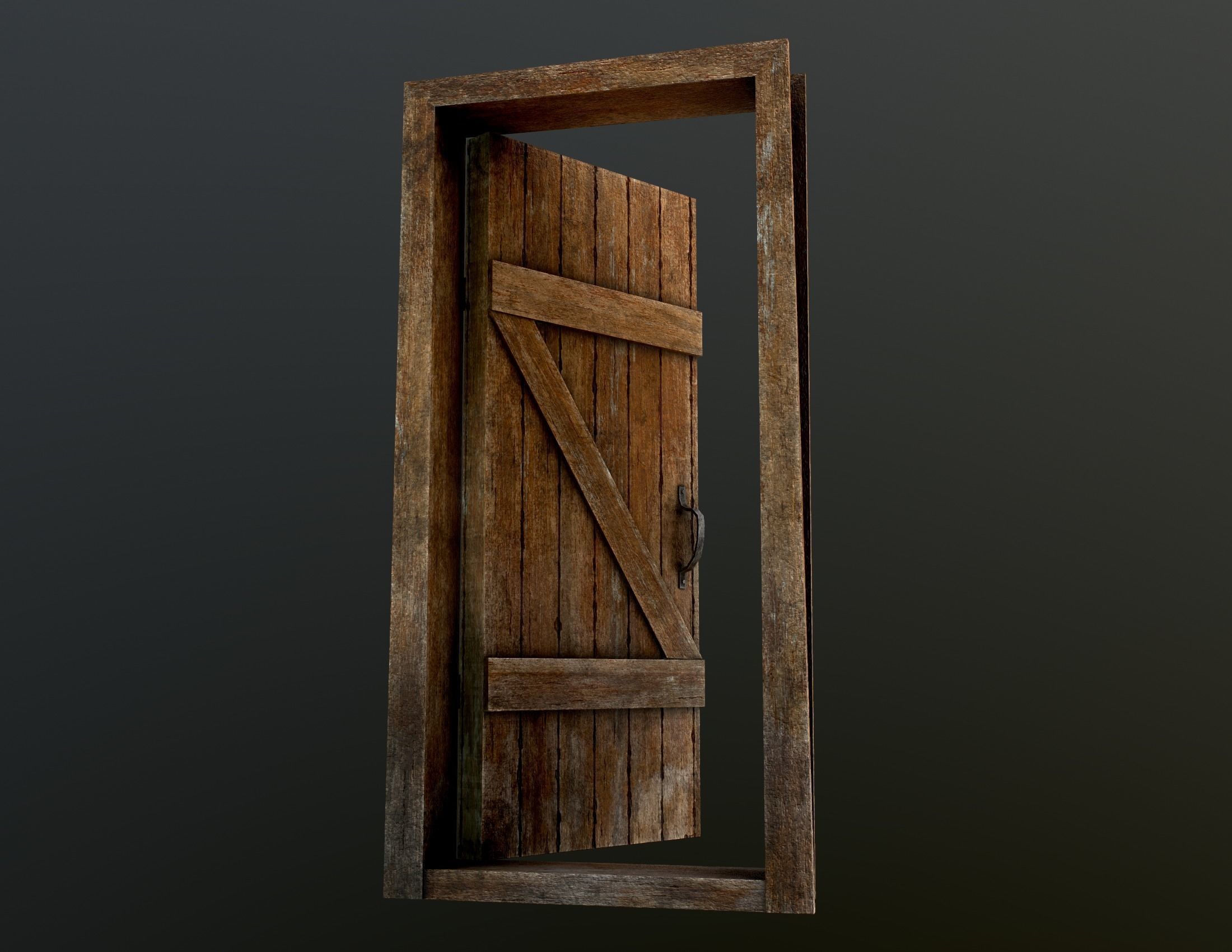 Old Wooden Door Low-poly 3D model_5