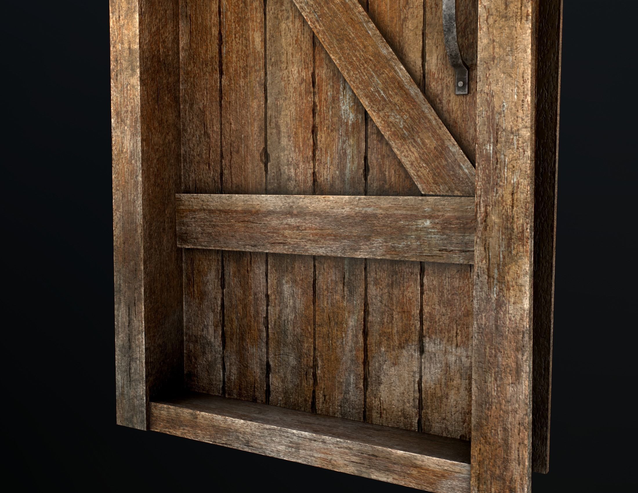 Old Wooden Door Low-poly 3D model_1