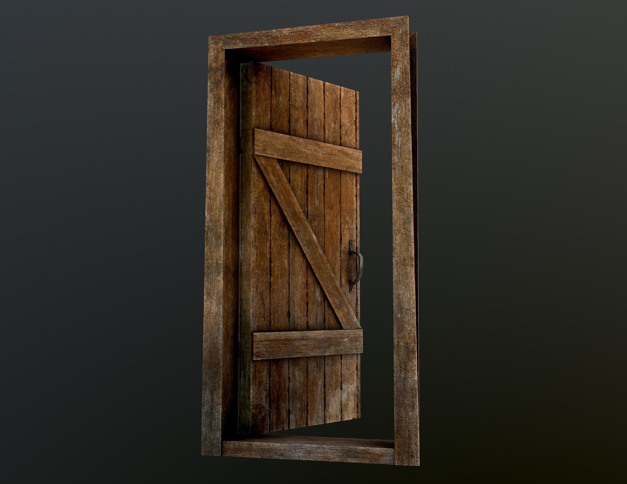 Old Wooden Door Low-poly 3D model_7