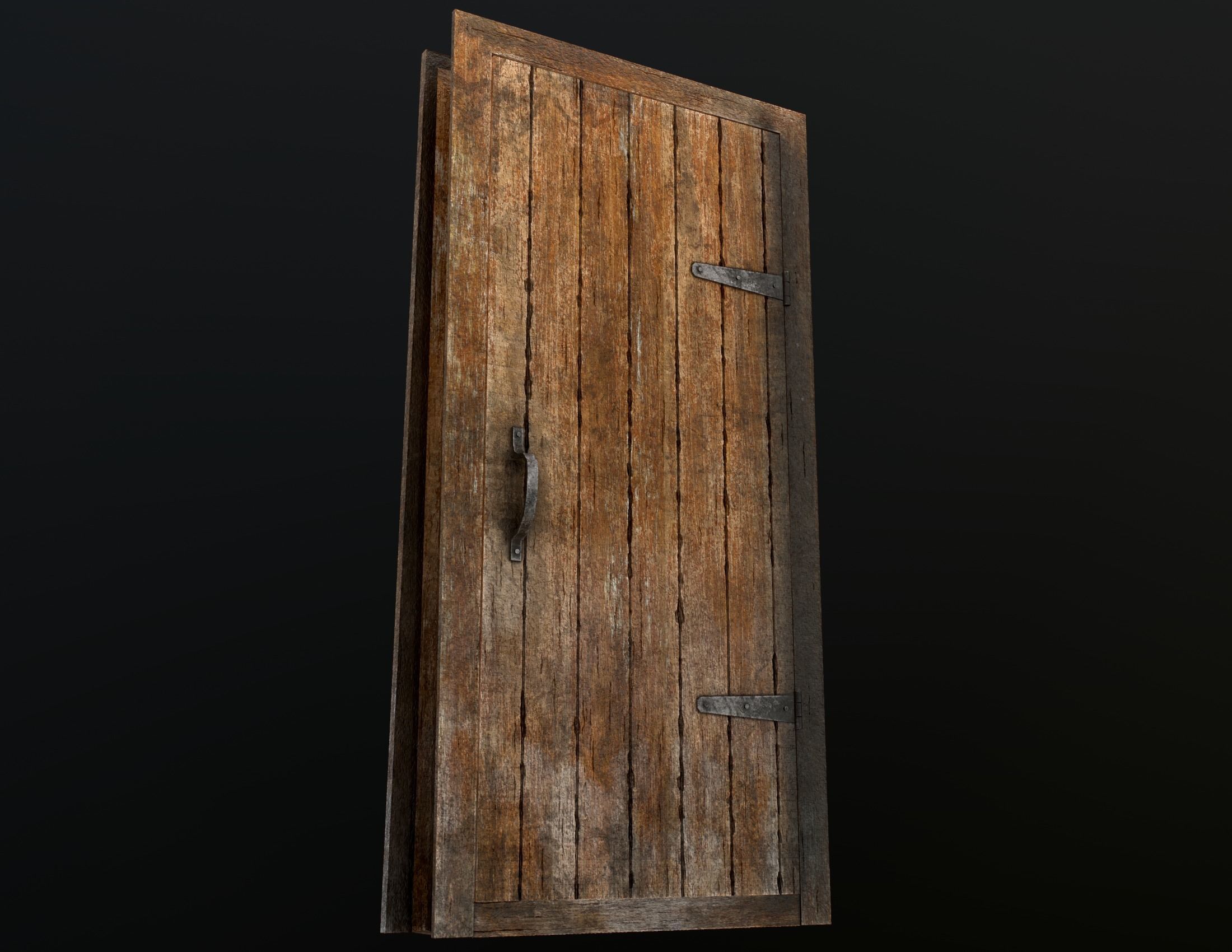 Old Wooden Door Low-poly 3D model_13