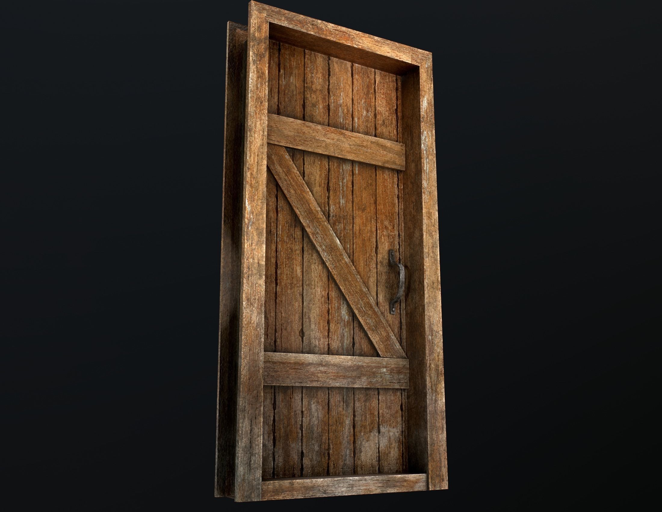 Old Wooden Door Low-poly 3D model_17