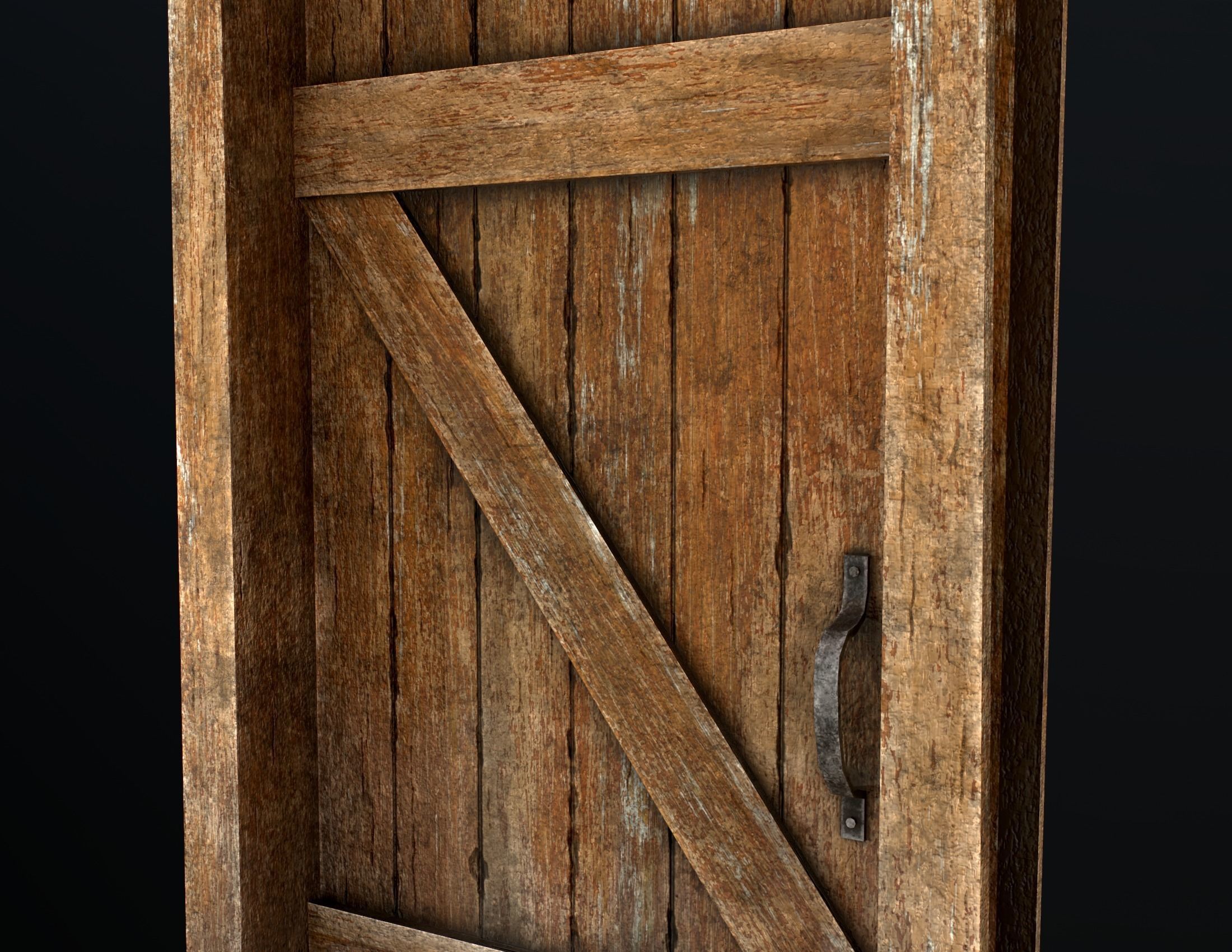 Old Wooden Door Low-poly 3D model_18