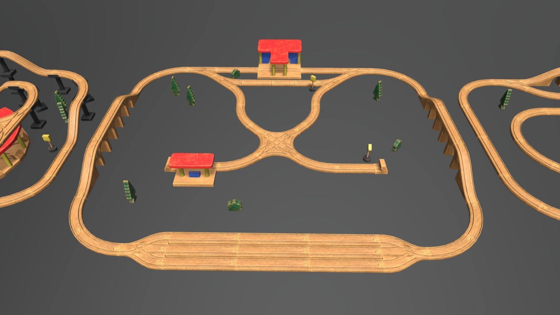 Wooden Toy Train Set Low-poly 3D model_15