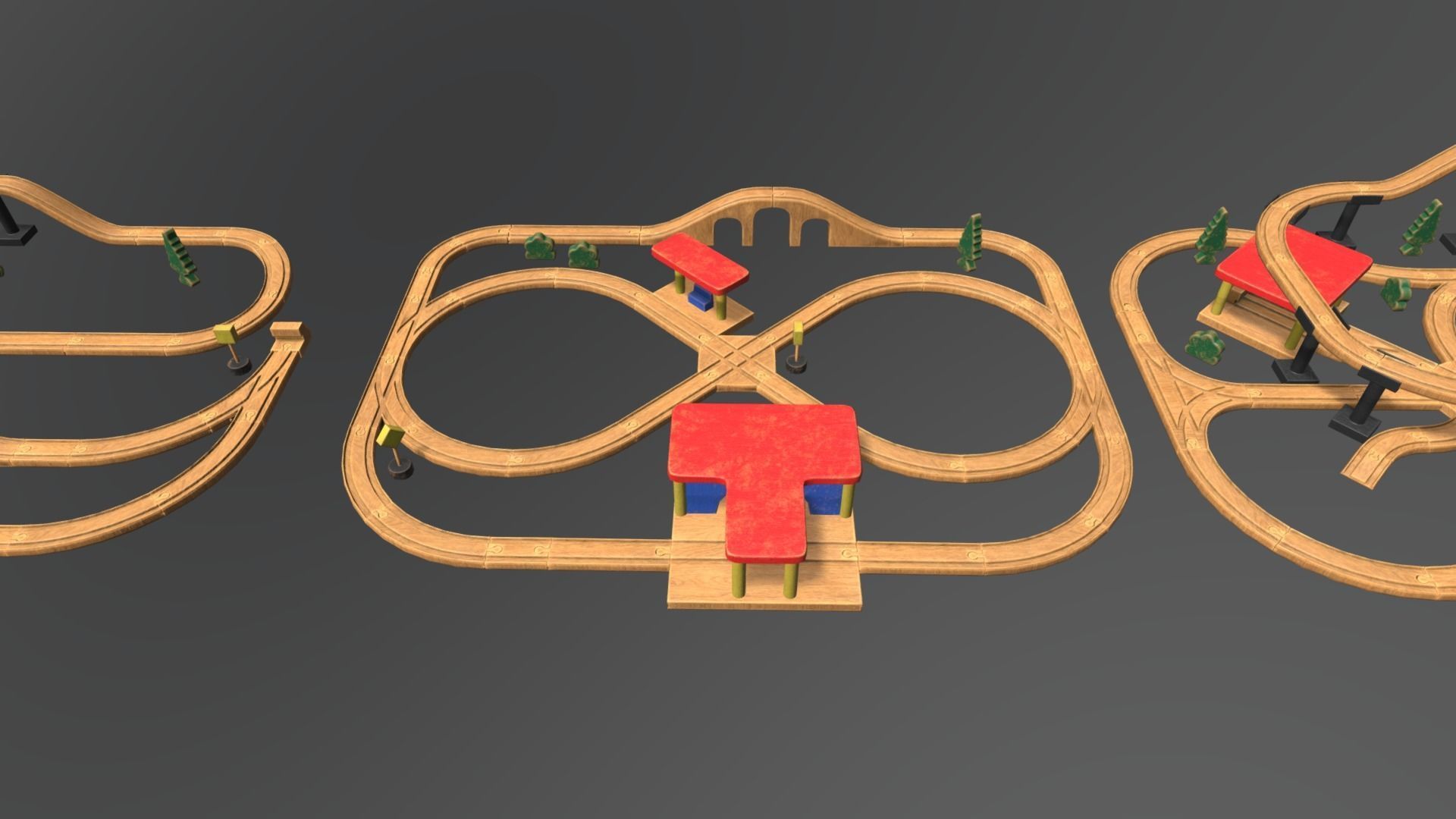 Wooden Toy Train Set Low-poly 3D model_13