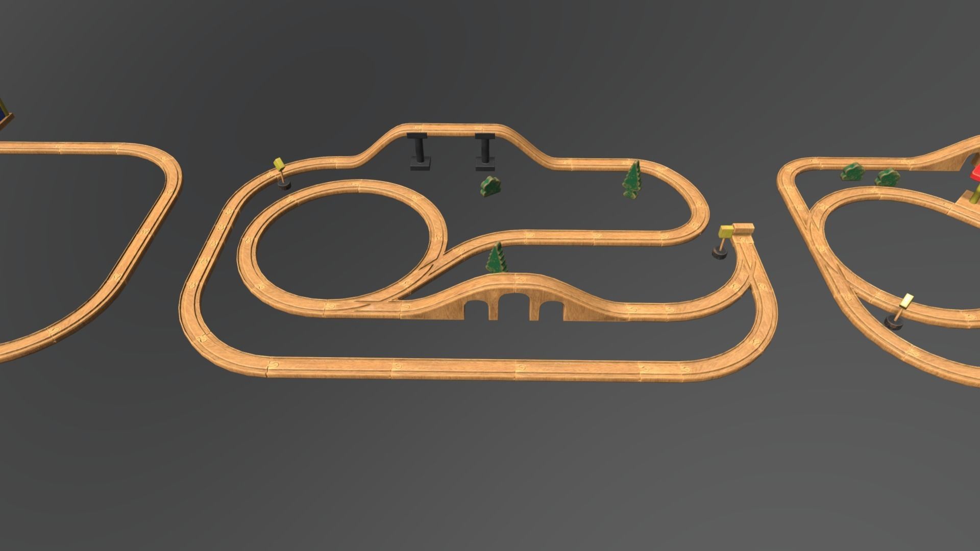 Wooden Toy Train Set Low-poly 3D model_12