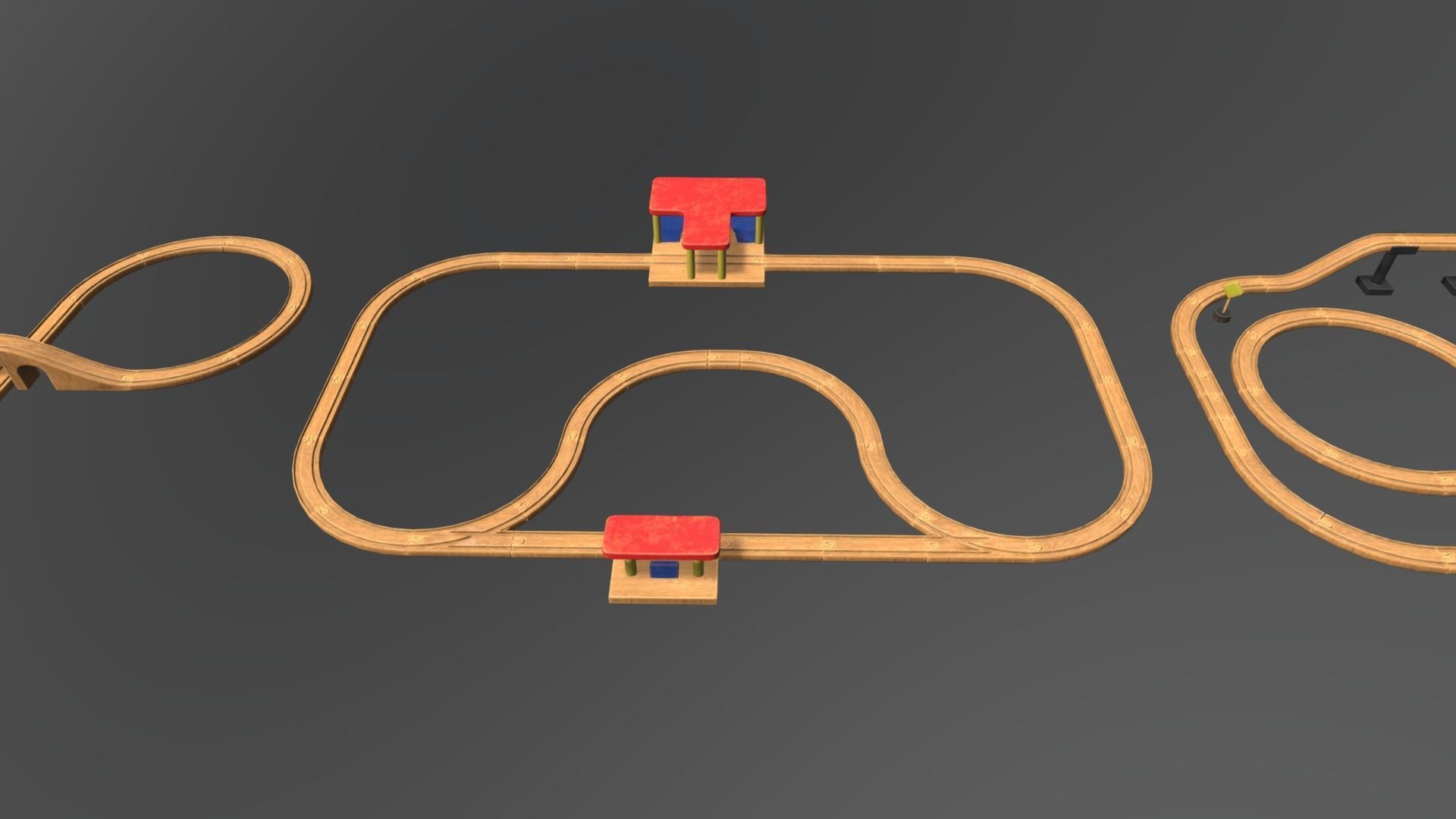 Wooden Toy Train Set Low-poly 3D model_11
