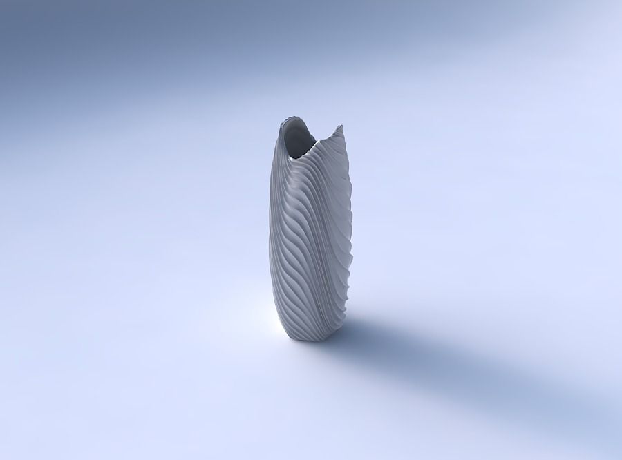 Vase double arc hexagon with wavy extruded lines 2 3D print model_3