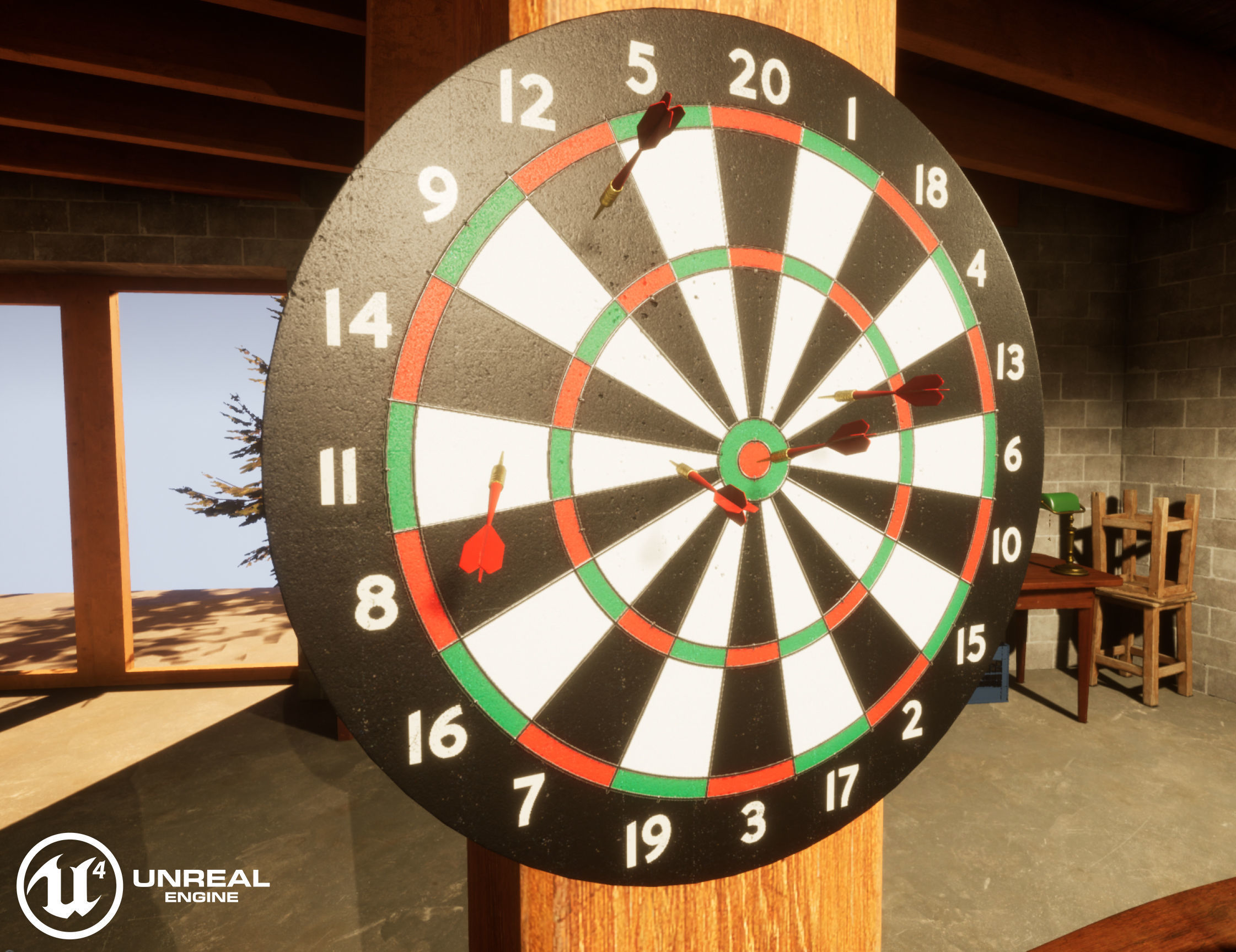 Dartboard Low-poly 3D model_2