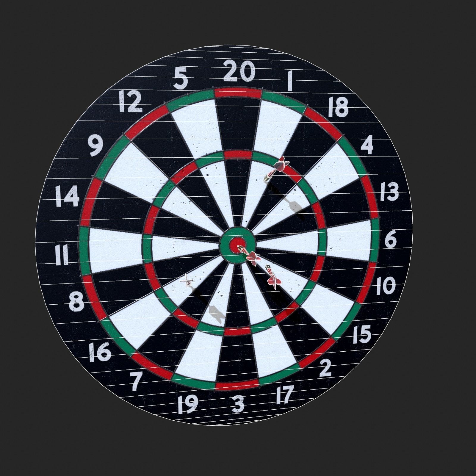 Dartboard Low-poly 3D model_6