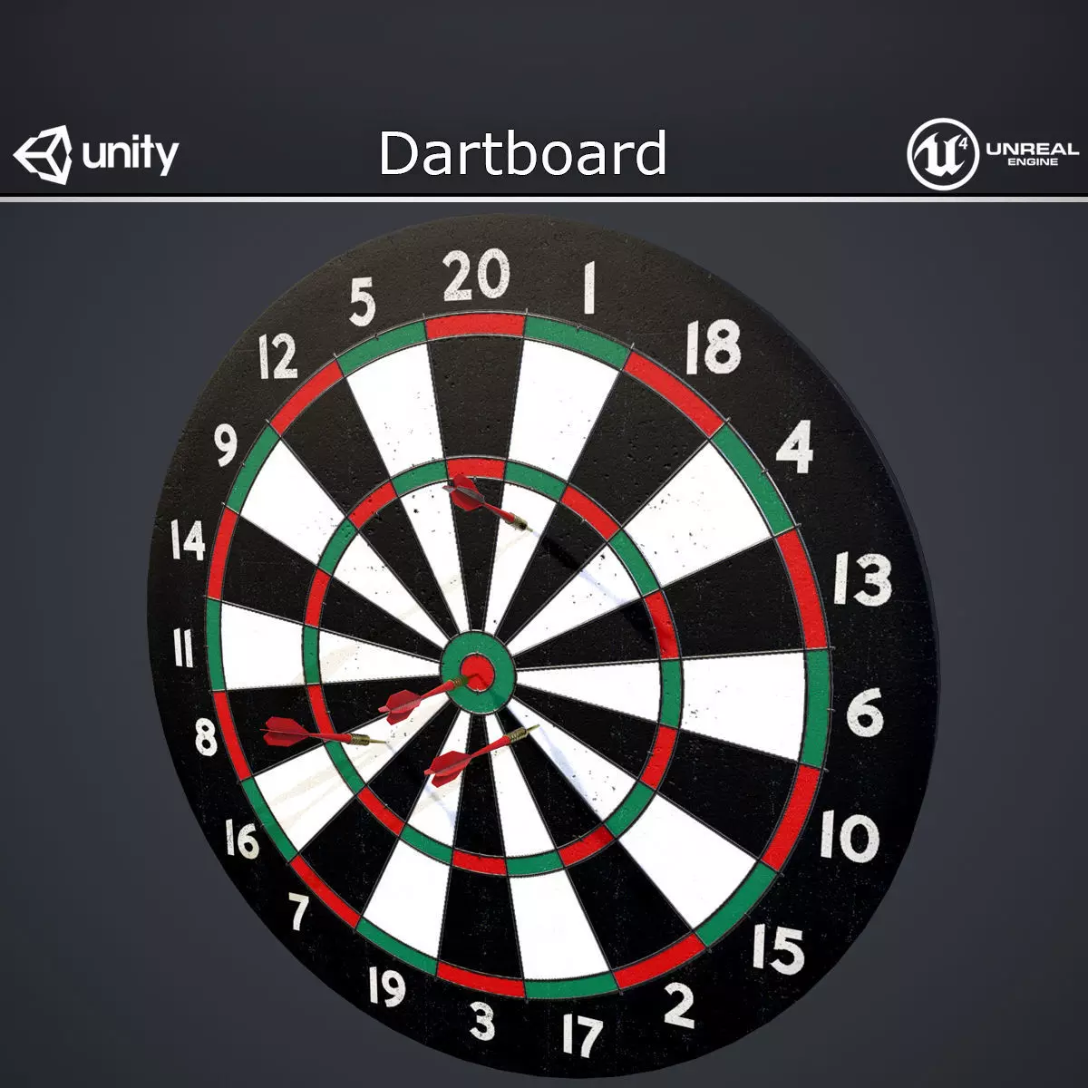 Dartboard Low-poly 3D model_0