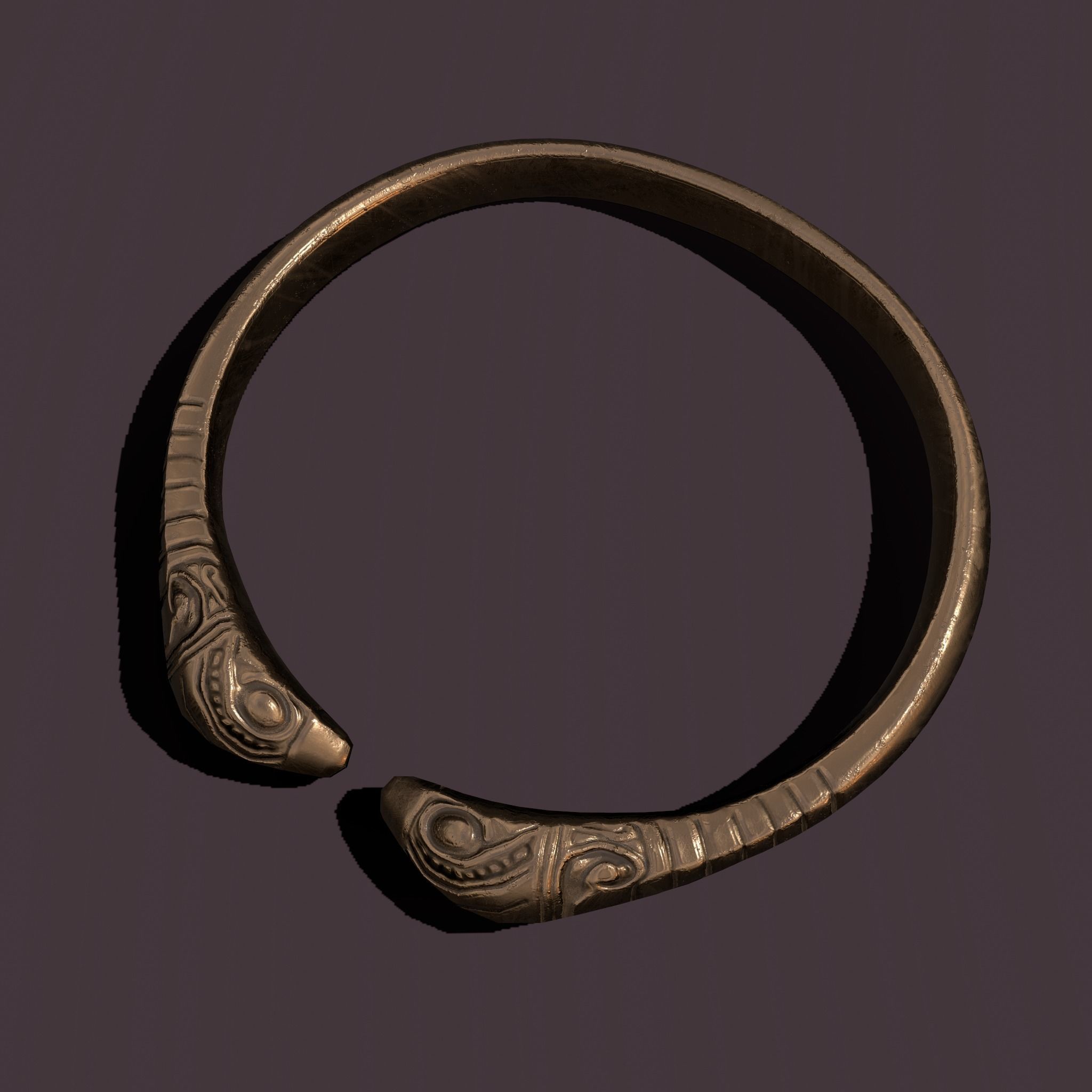 Golden Bird Ring Bracelet 3D Model Low-poly 3D model_2