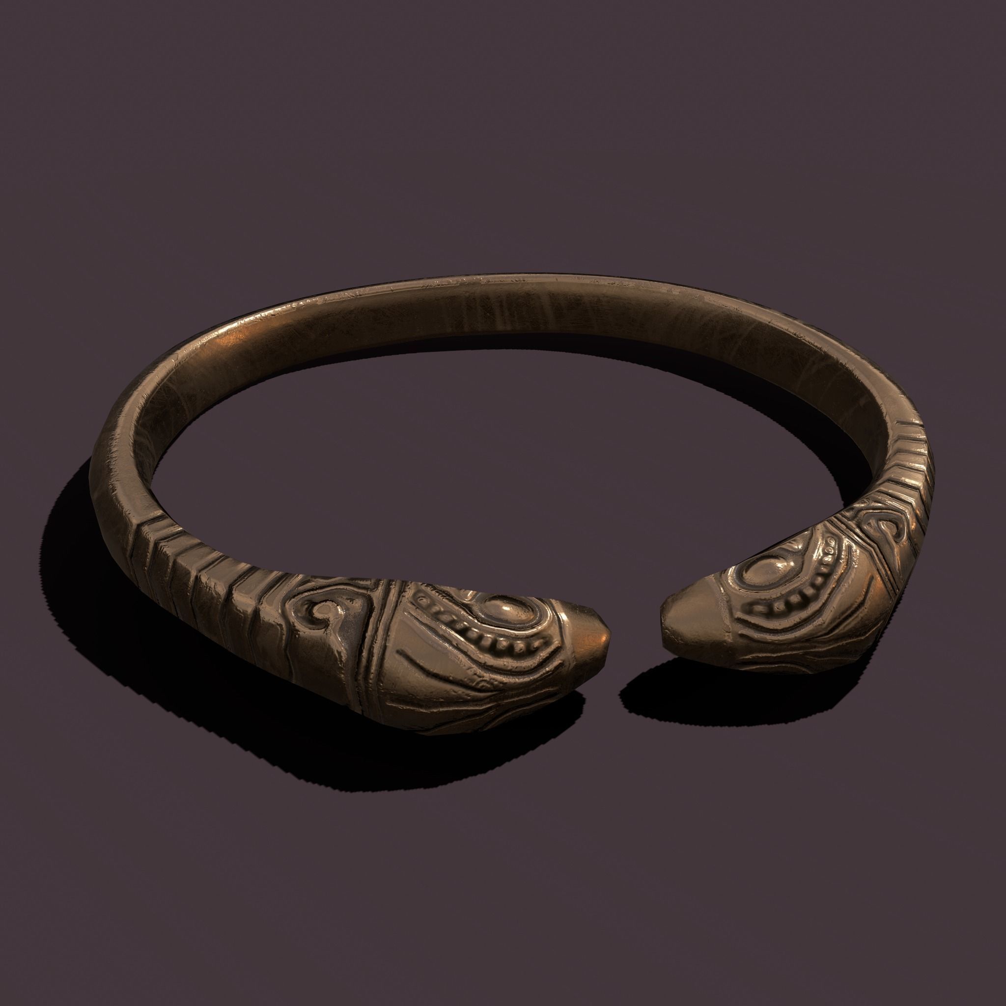 Golden Bird Ring Bracelet 3D Model Low-poly 3D model_4
